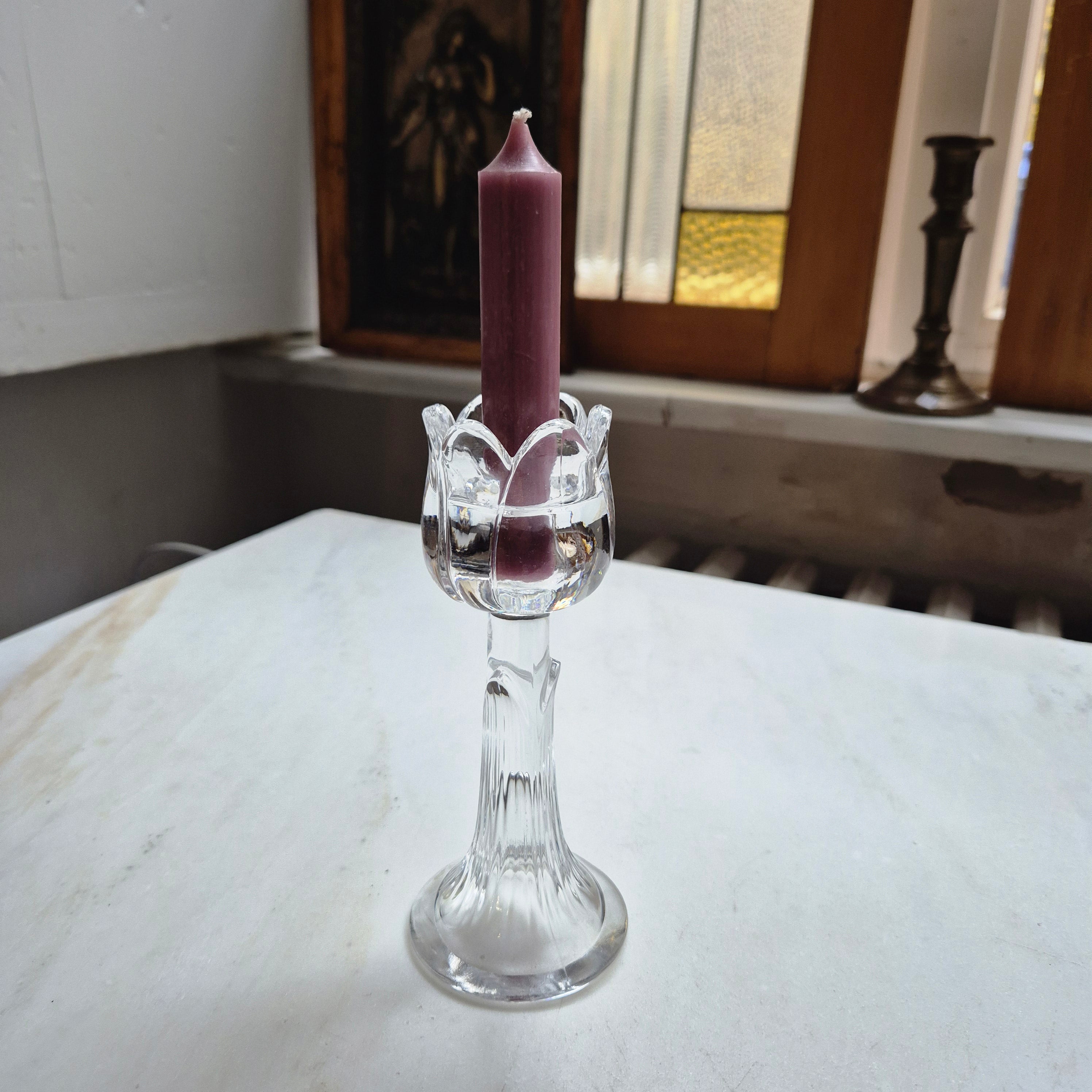 Vintage Glas Kristall Kerzenhalter in Tulpenform
