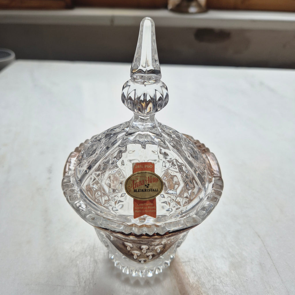Vintage Bonboniere Schale aus Bleikristall mit Deckel - von Anna Hütte