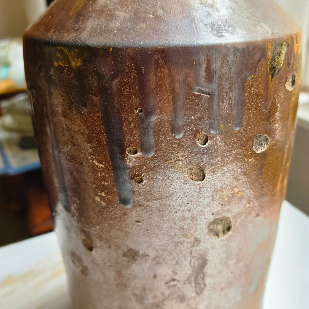 Alte Steingut-Flasche - Vase (groß) - Uriges Tongefäß mit toller Glasur
