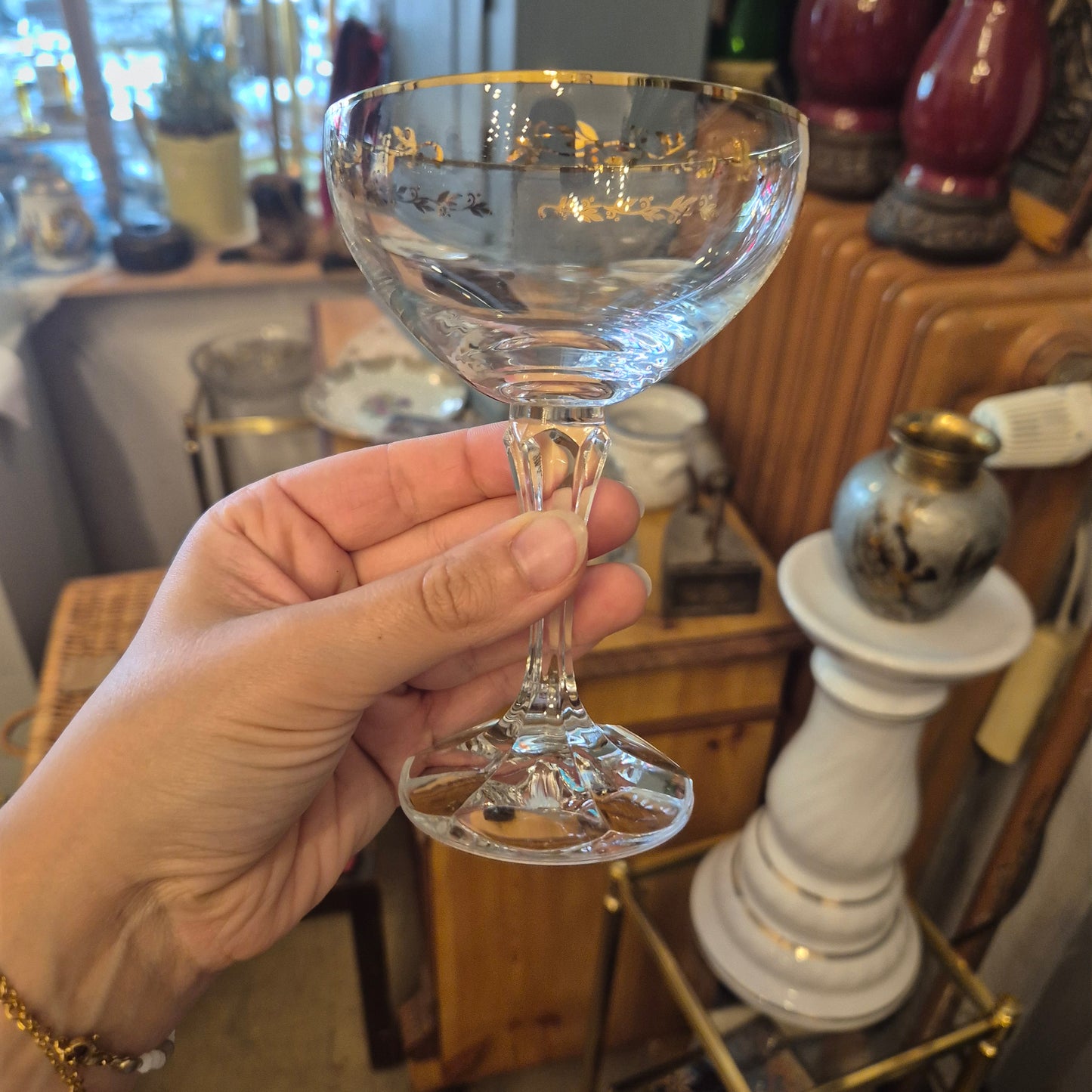 5x alte 60er Jahre Weingläser goldrand transparent zeitlos schön!
