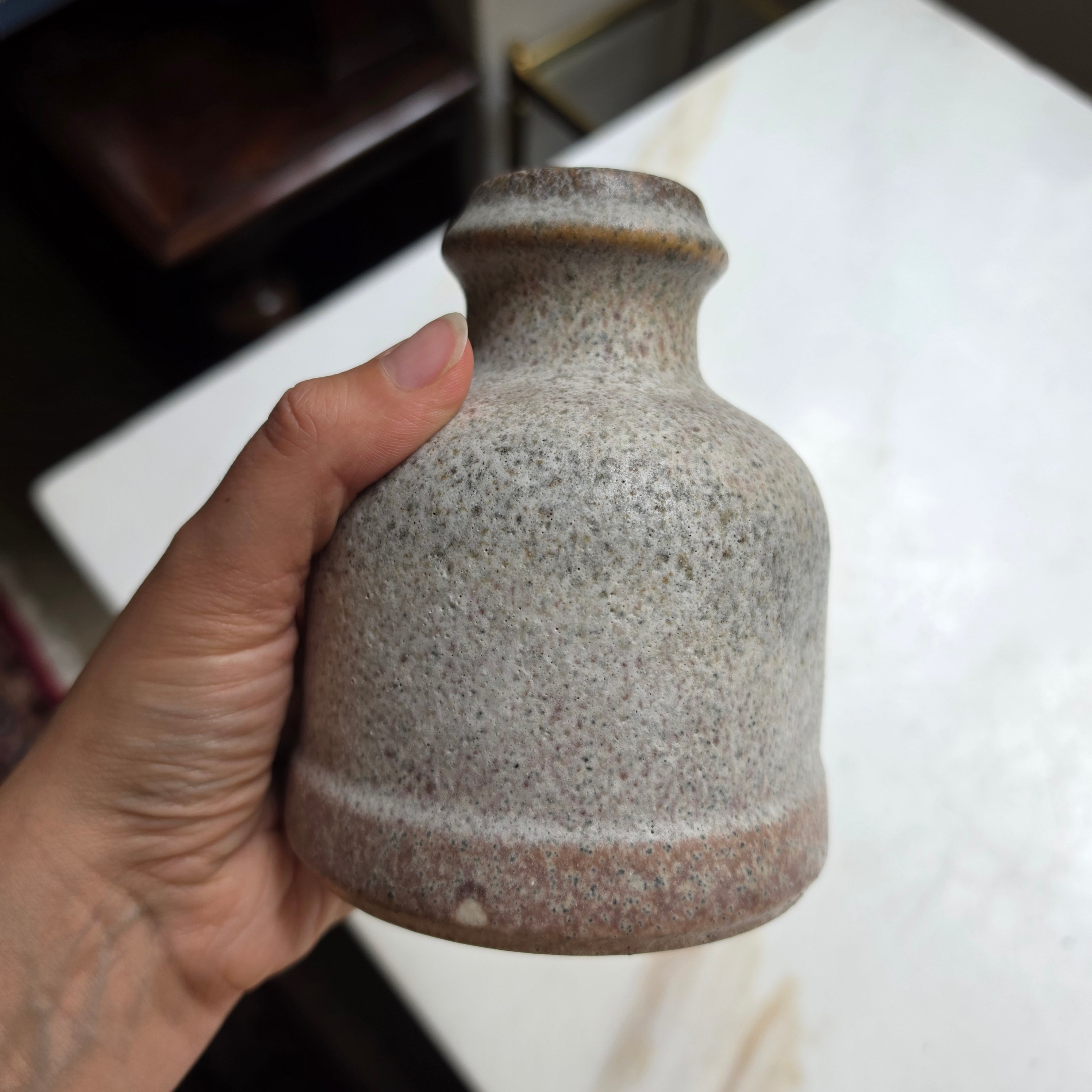 Vintage Studiokeramik Vase - Brutalistisch - Mid Century - Strukturierte Effektglasur Erdbeigebraun