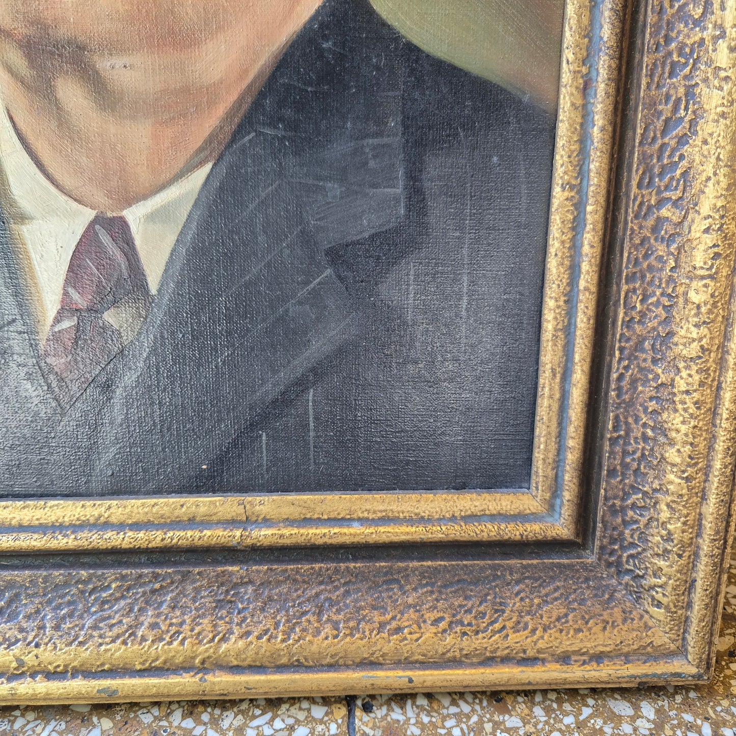 Antikes Ölgemälde auf Leinwand Portrait eines Mannes gerahmt