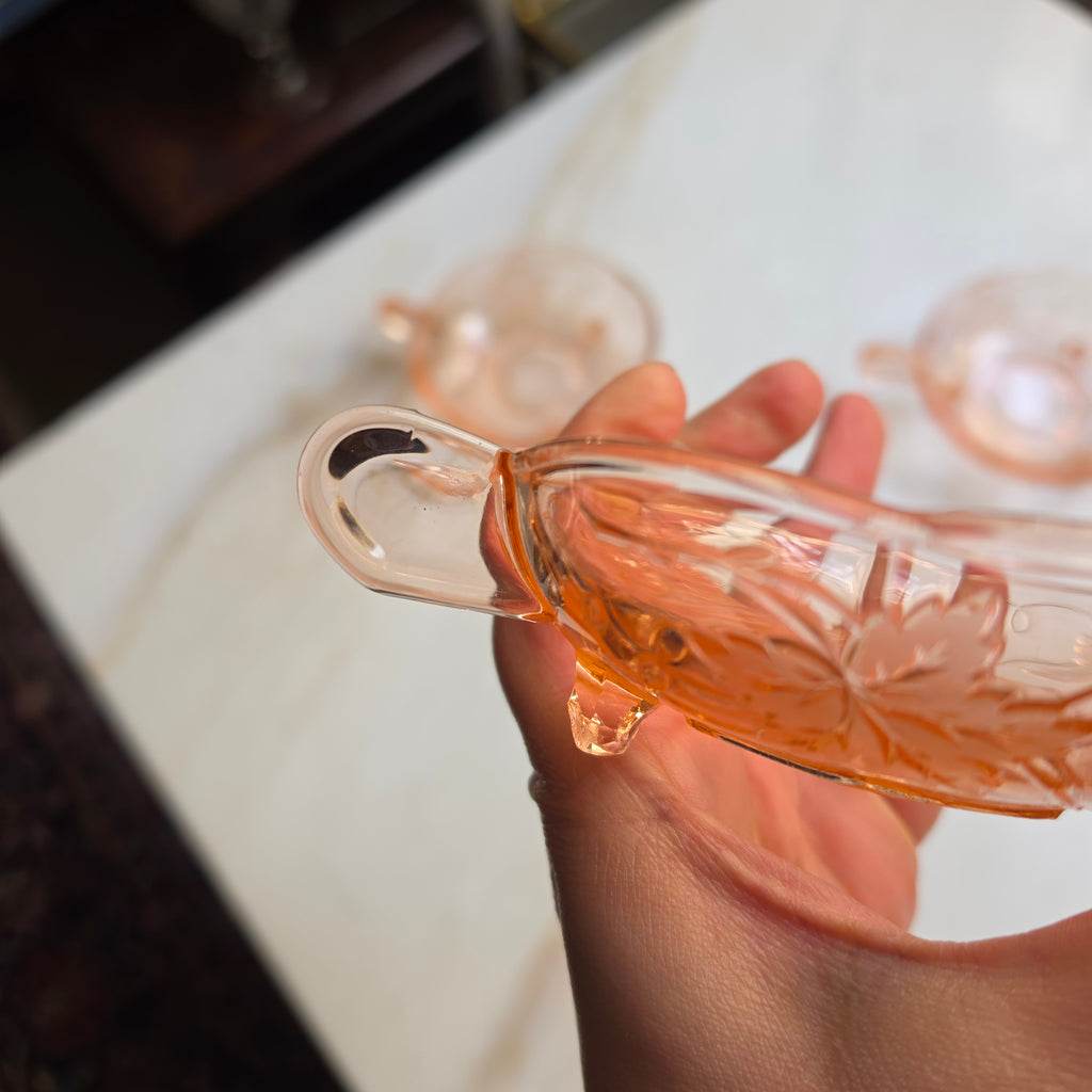 3x Rosalin Glasschalen mit Henkel- im Art-Déco-Stil