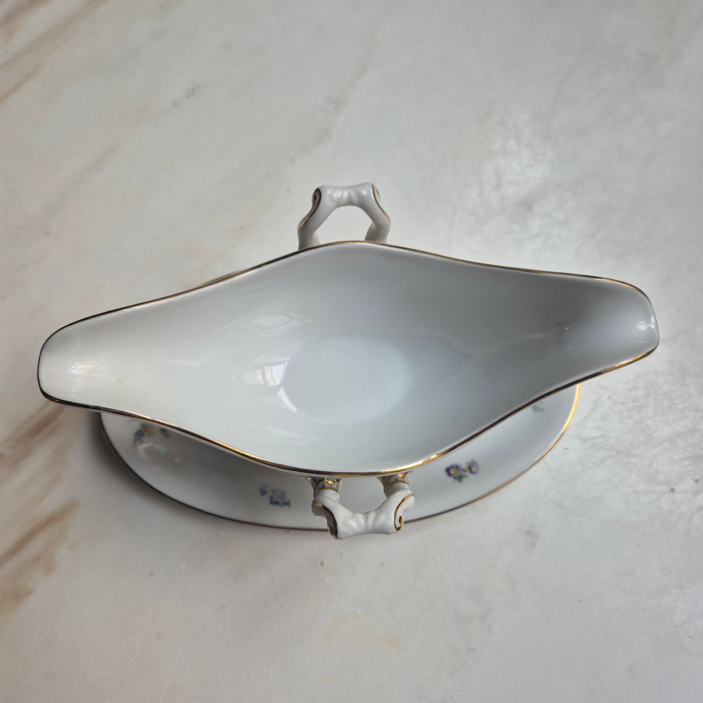 Antike Saucen Sauciere Schüssel Blumenmalerei Porzellan Goldrand Rosenthal