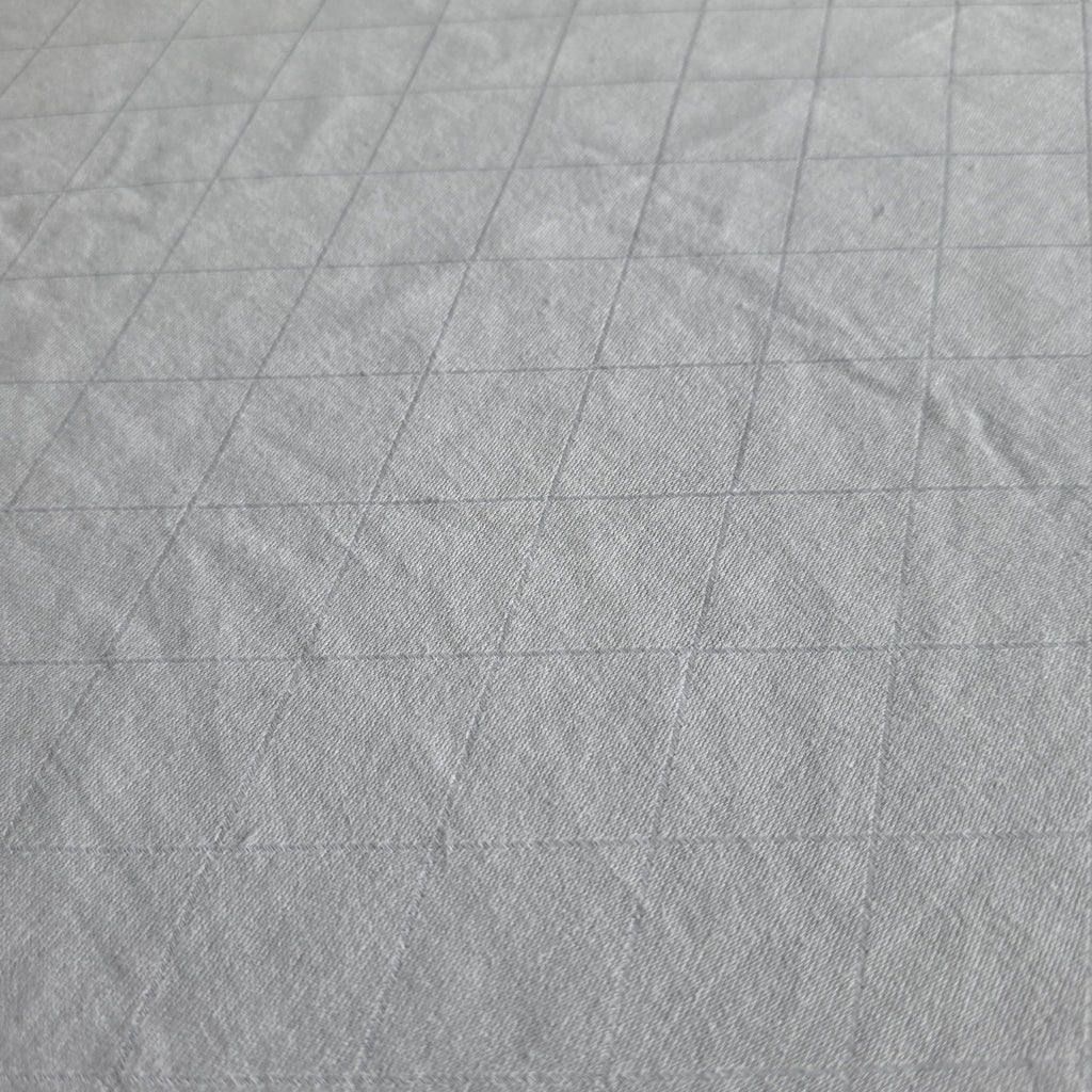 Antike Damast-Tischdecke mit Rauten-Muster & Atlasrand - Reinweiß - 90x100cm