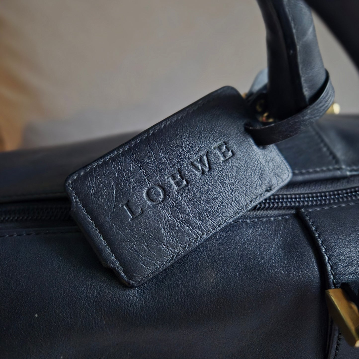 Seltene Vintage LOEWE Nappa Leder Shopper / Tote – 90er Jahre – Schwarz