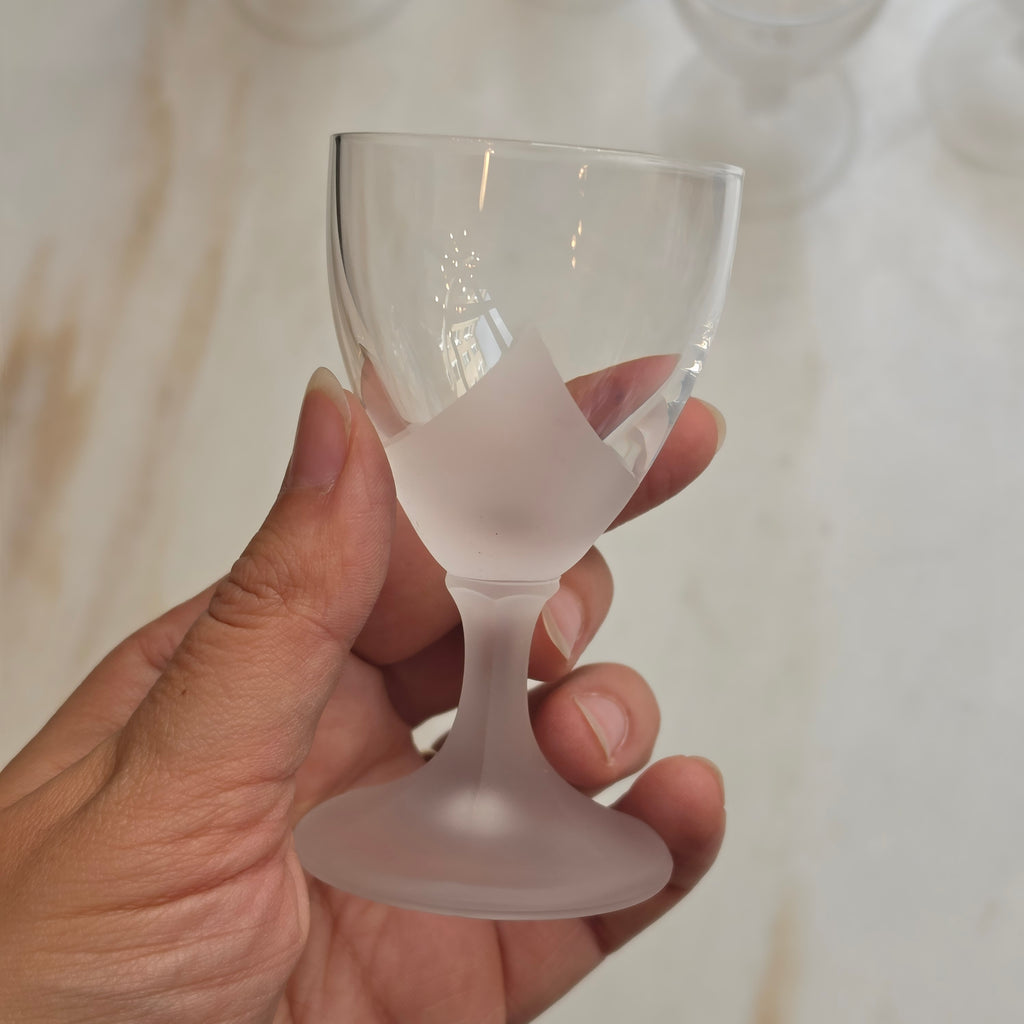 6x elegante, kleine satinierte Likörgläser - Schnapsgläser