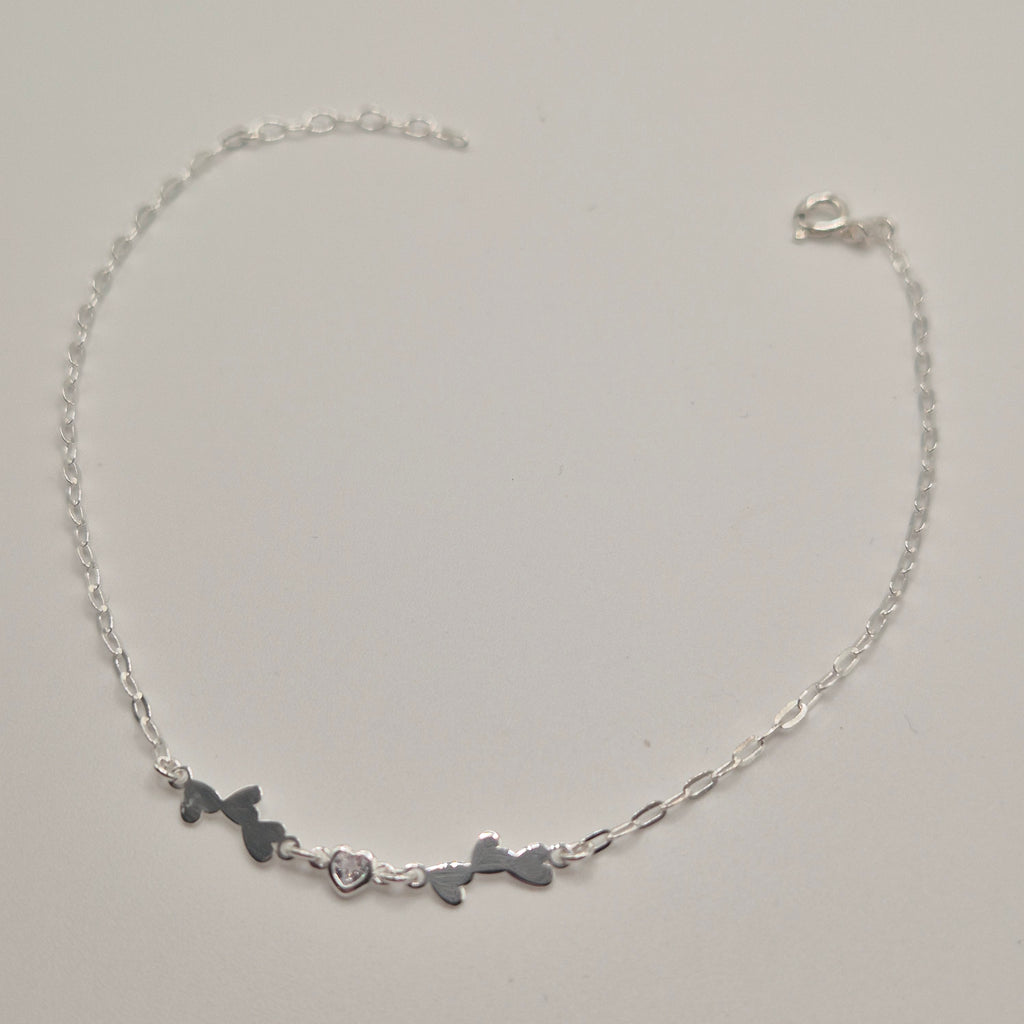 Zartes Fußkettchen Silber 925 Herz