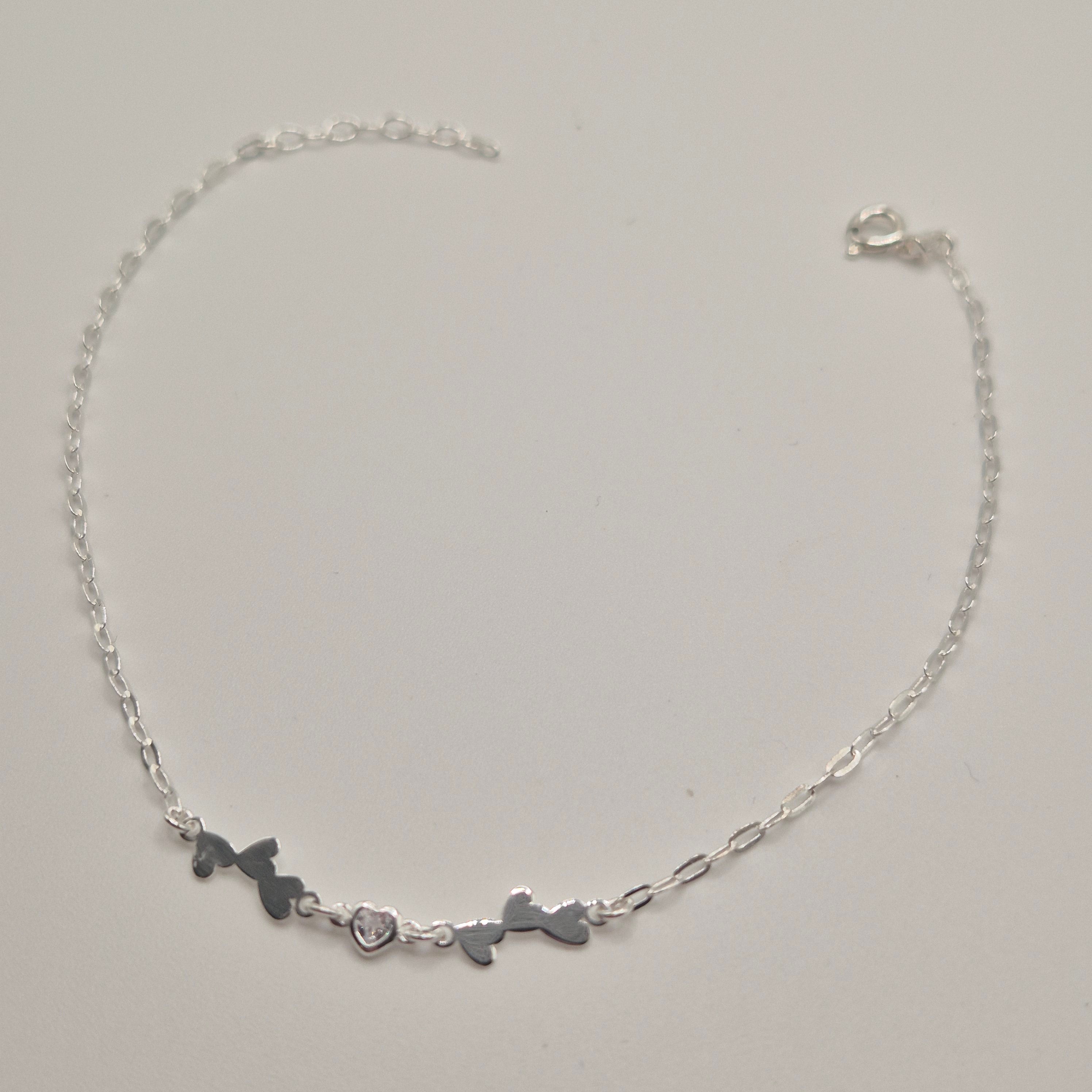 Zartes Fußkettchen Silber 925 Herz