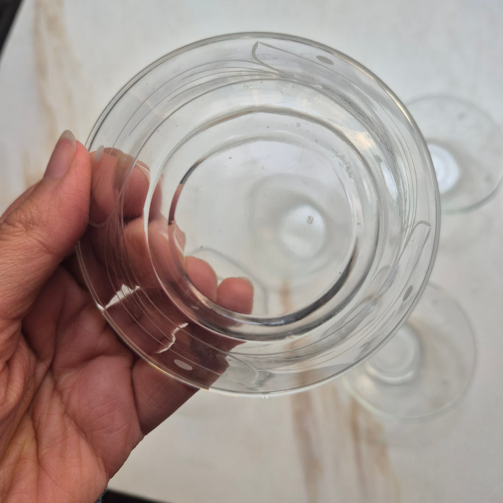 5x Vintage Glasschalen zum Servieren - kleine Schälchen - mit geschliffenem Motiv