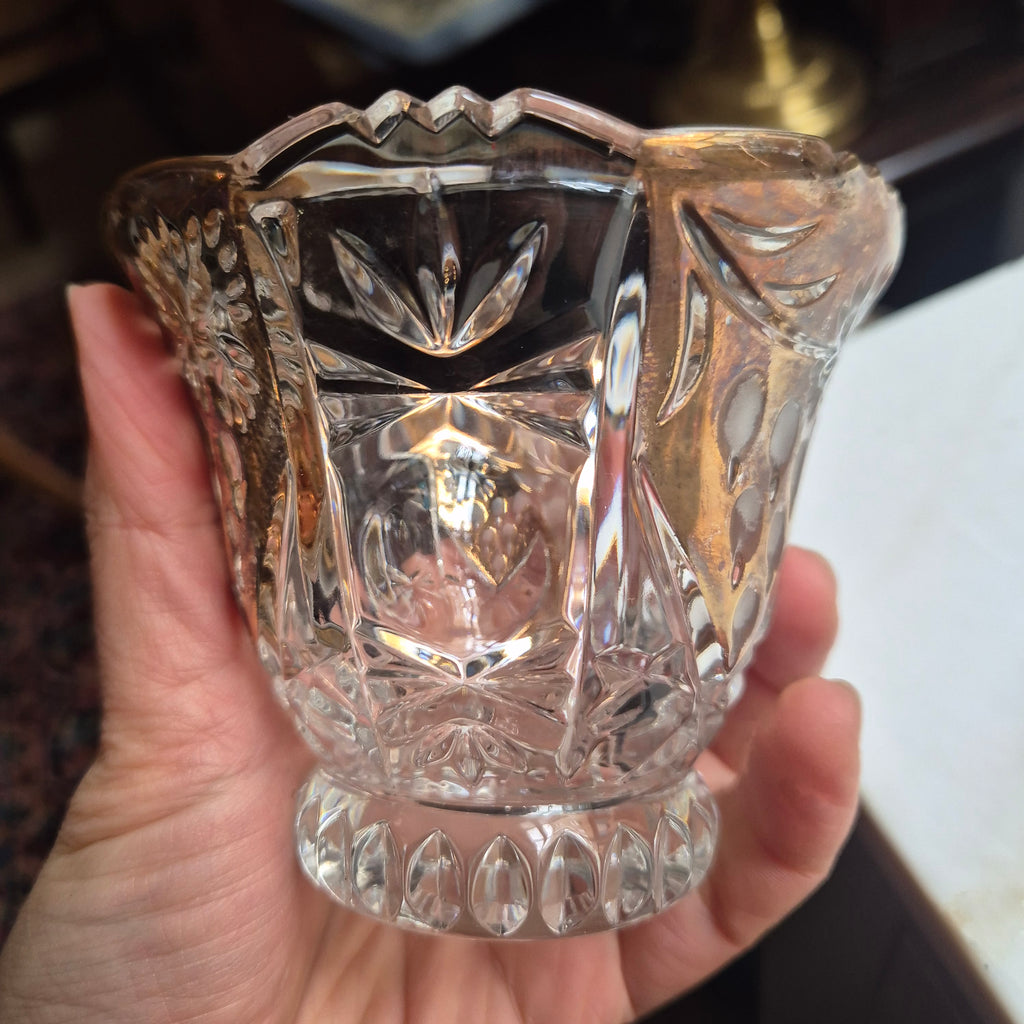 Vintage Bonboniere Schale aus Bleikristall mit Deckel - von Anna Hütte