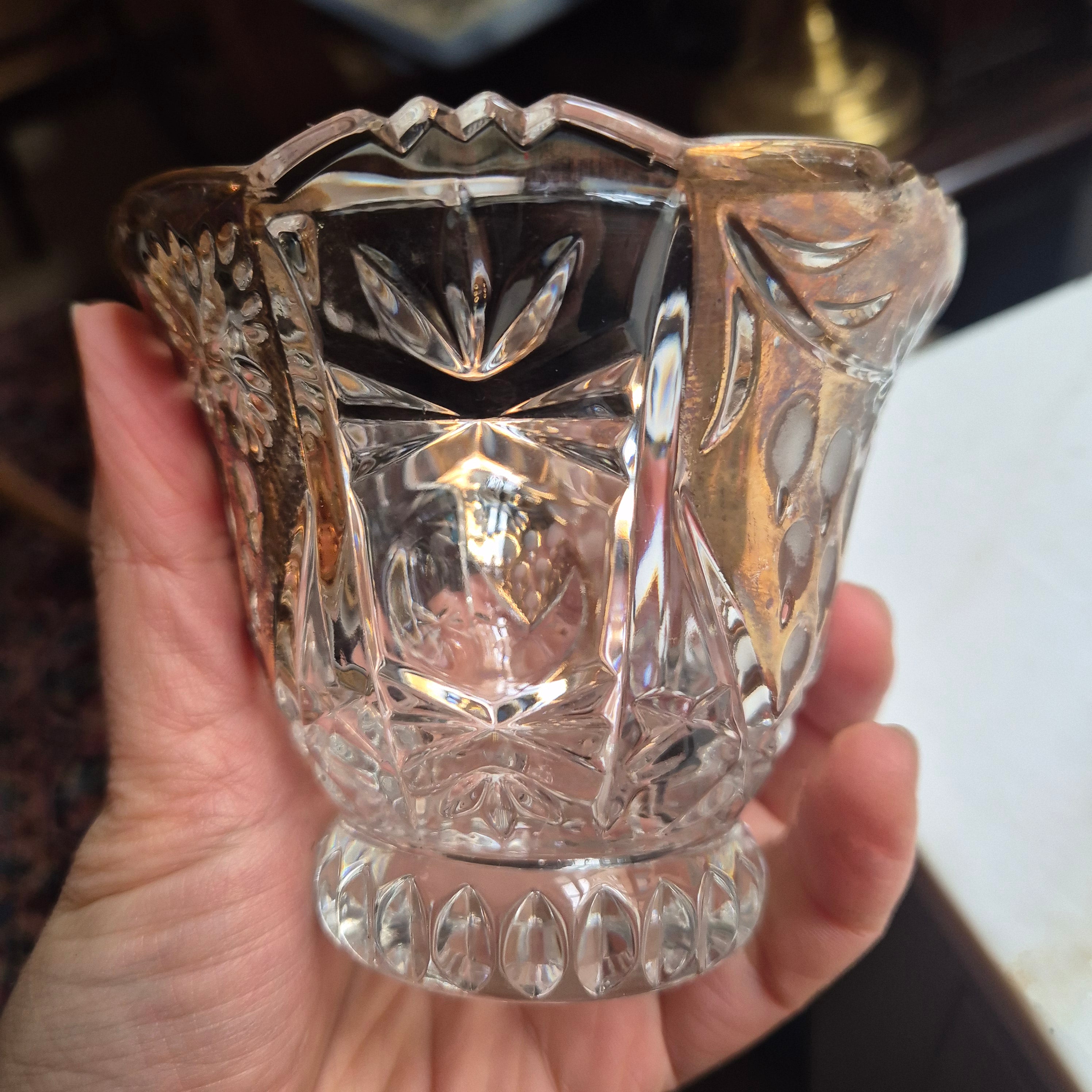 Vintage Bonboniere Schale aus Bleikristall mit Deckel - von Anna Hütte