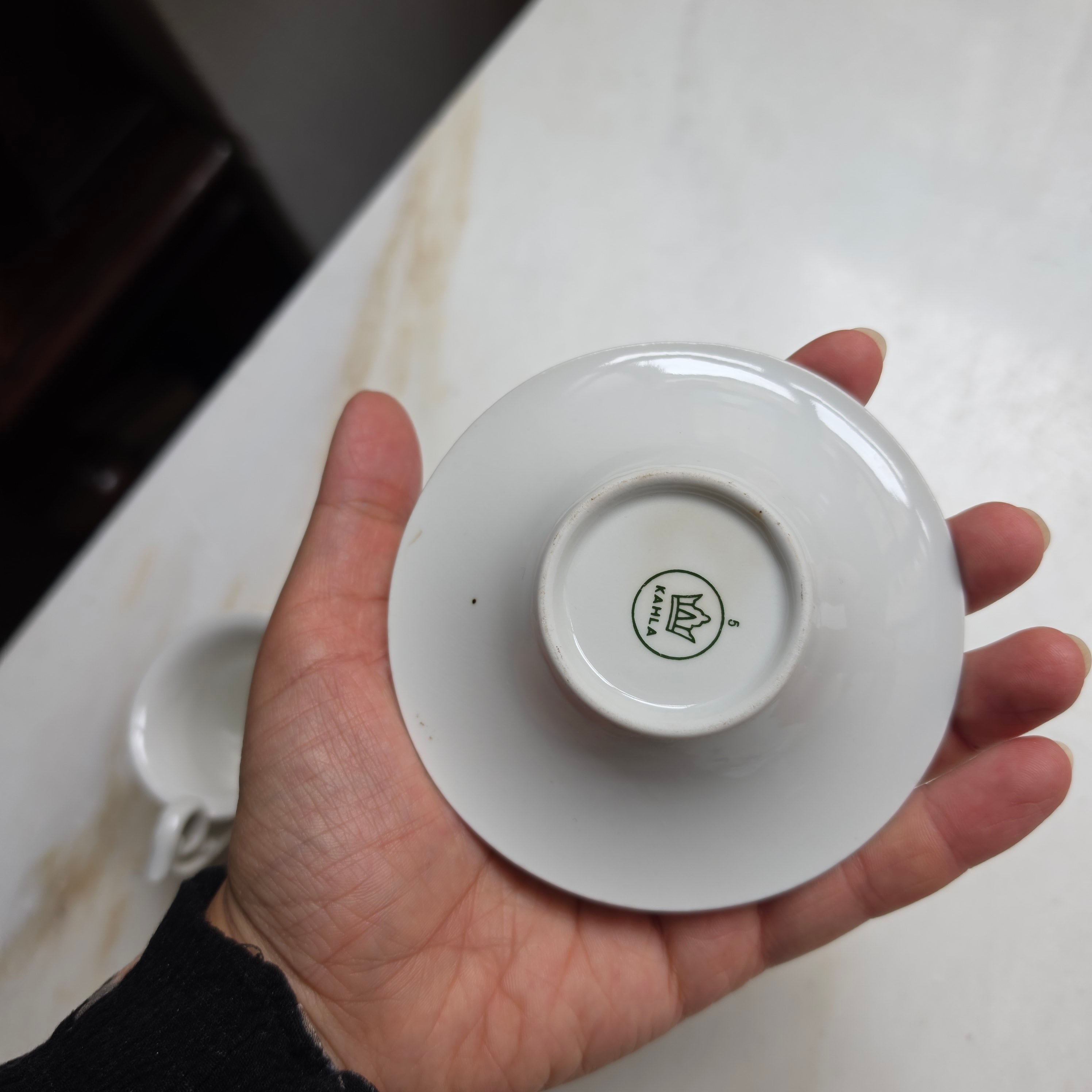 Vintage Kahla Mokkatasse mit Untertasse – Feines Porzellan mit Rosa Rosendekor