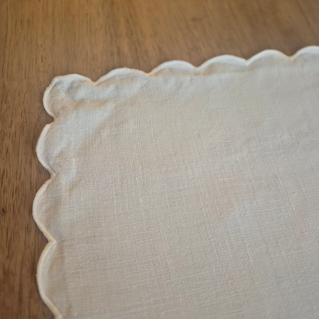 Vintage Leinen Baumwolle Stoff Serviette Einstecktuch Eicheln 42x42cm