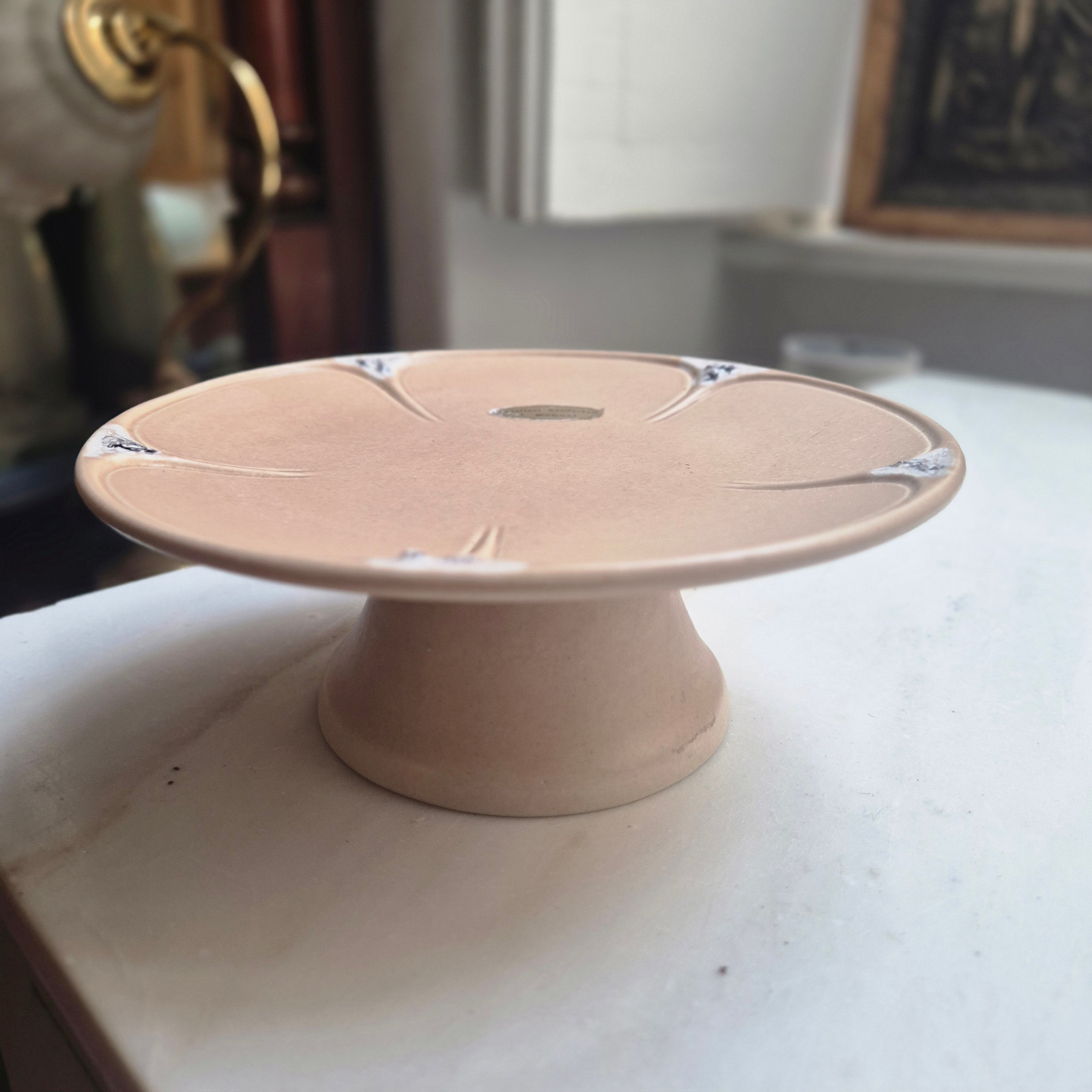 Vintage Keramik Etagere / Gebäckständer Lausitzer Handarbeit J.Wehner lachsfarbend