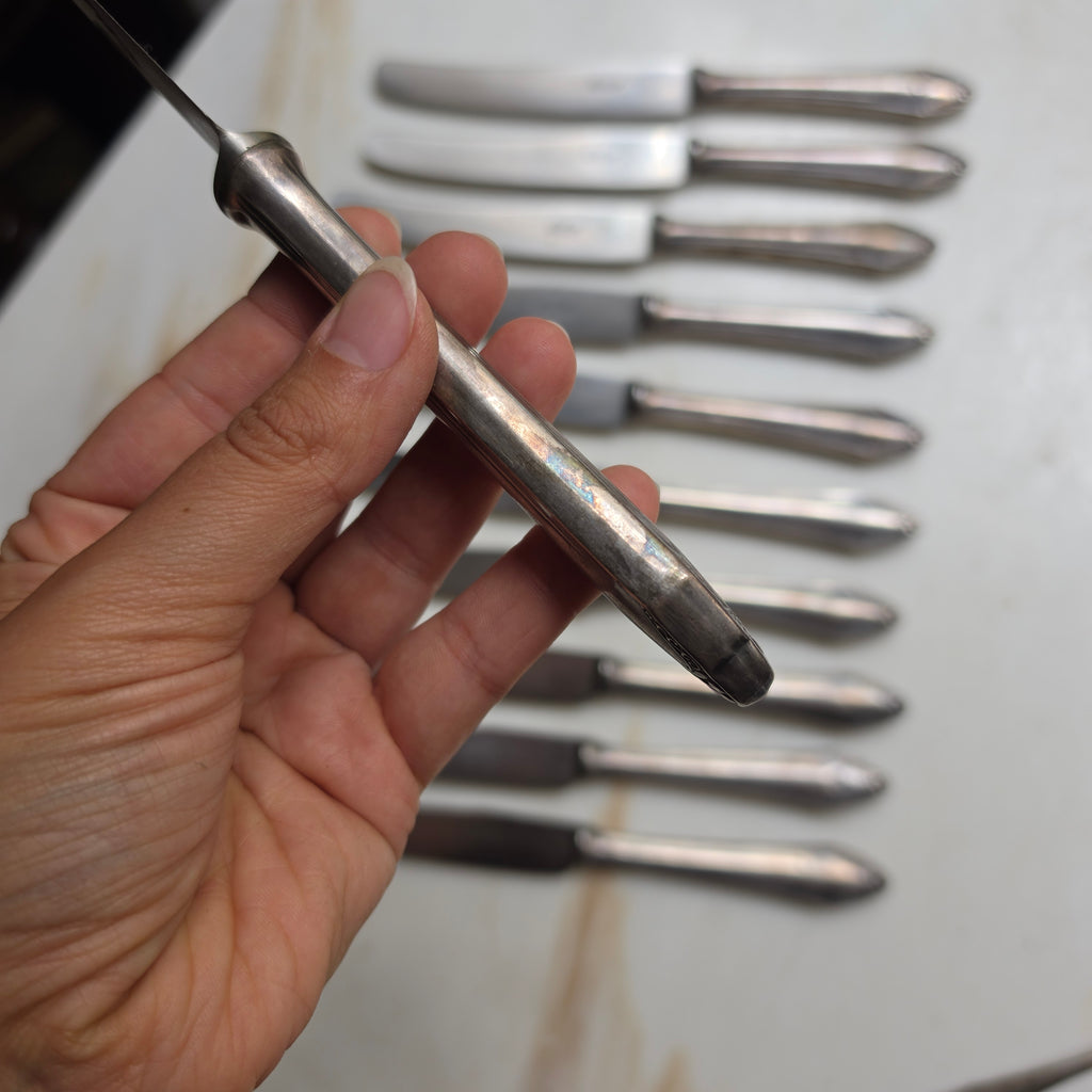 11x Antike Debag Rostfrei Messer sehr lang 40er Jahre versilbert 90 - zum aufpolieren!