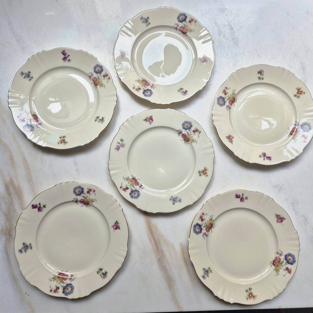 6x Bavaria Elfenbeinfarben - Kuchenteller (1x Teller mit Mini Abplatzer)