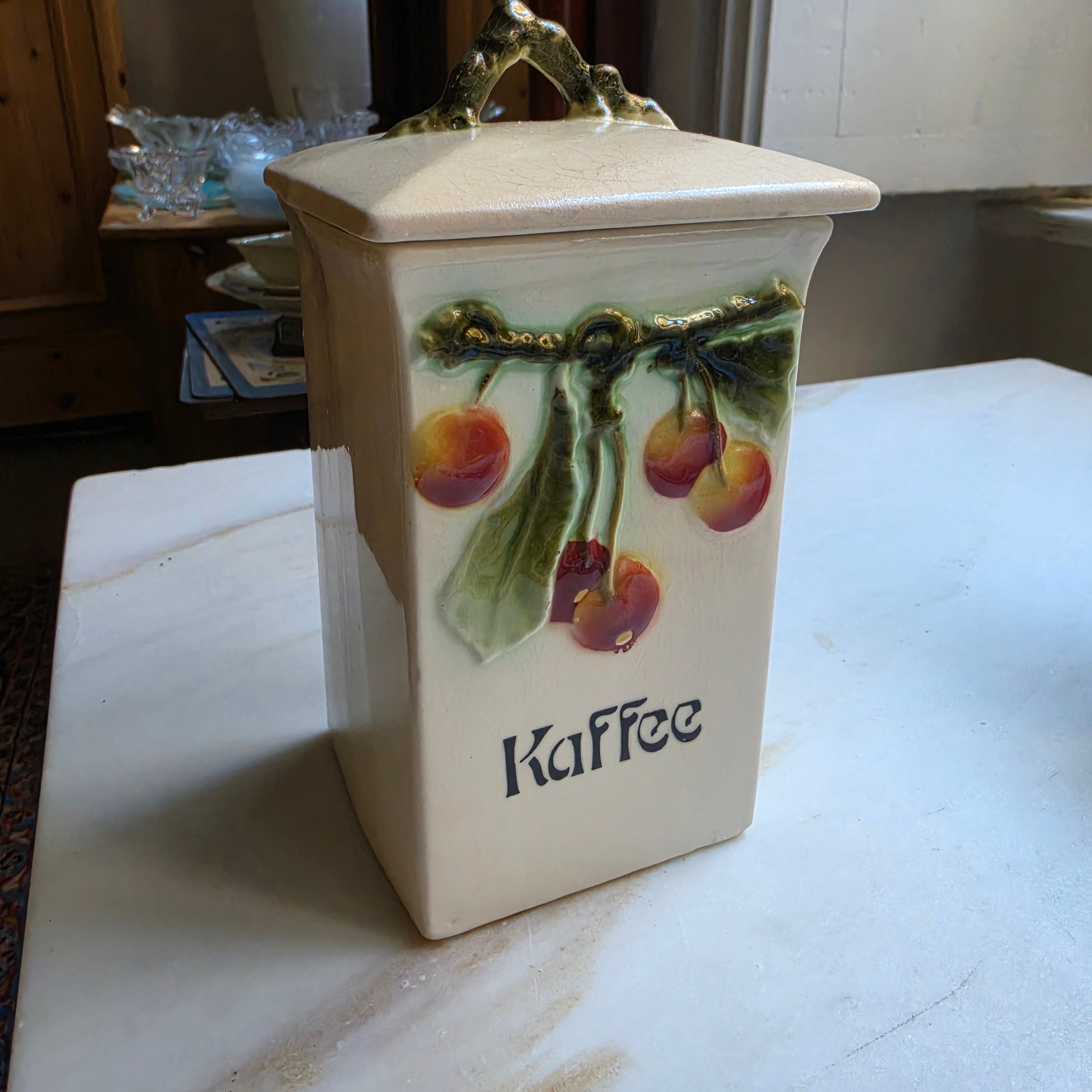 Antike Jugendstil Vorratsdose Keramik "Kaffee" oder "Zucker" ca. 1925