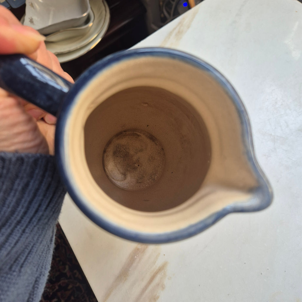 60er Jahre Midcentury Krug Vase blau mit Henkel alt