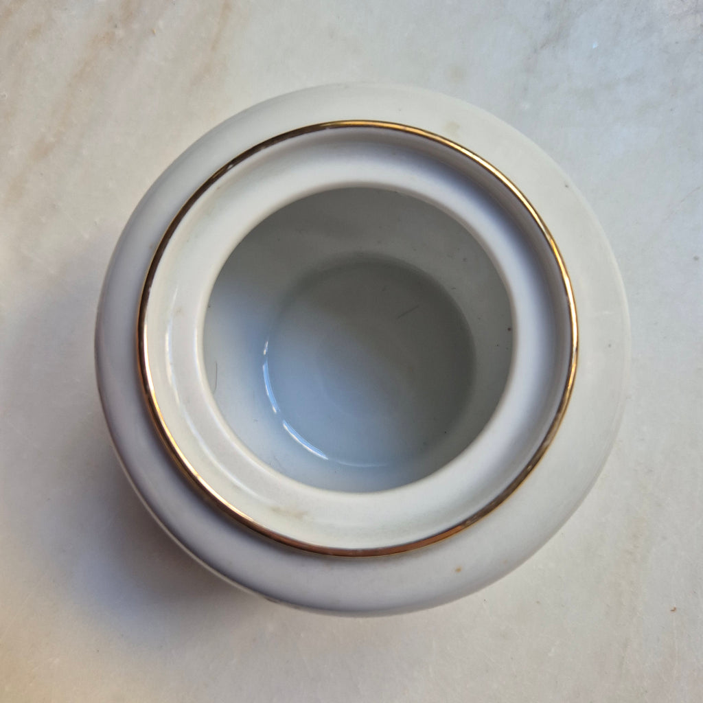 Vintage DDR Zuckerdose mit Rosendekor Kästner Saxonia Porzellan weiß rosa