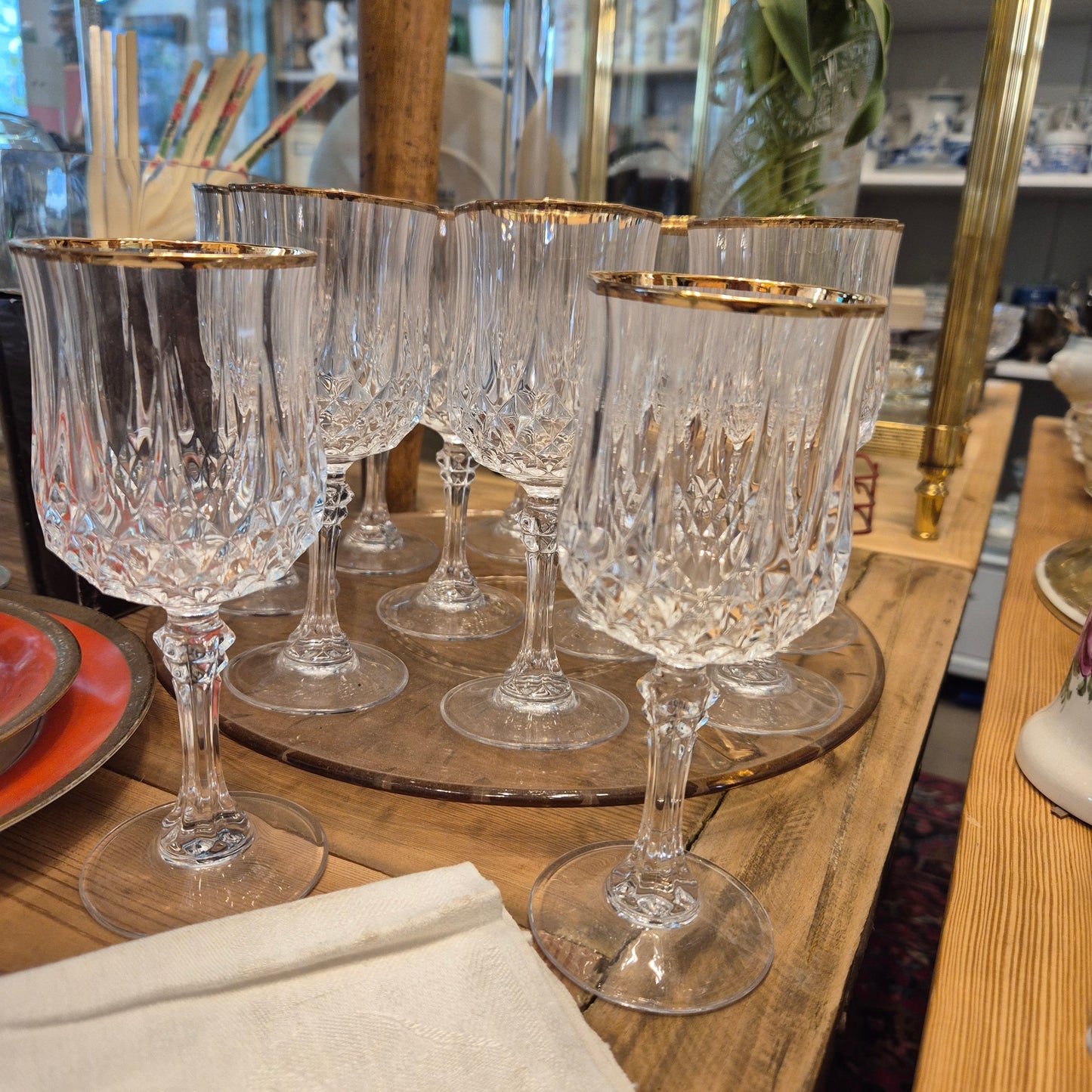Weinglas Longchamp Art Cristal d'Arques mit Goldrand