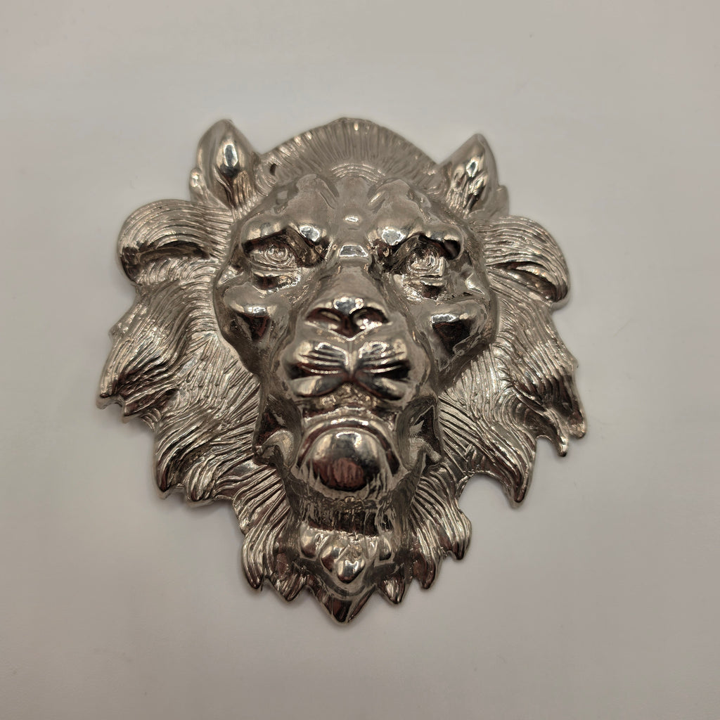 Vintage Löwenkopf Gürtelschnalle – Massive Biker / Western Wechselgürtelschnalle, Silber-Optik