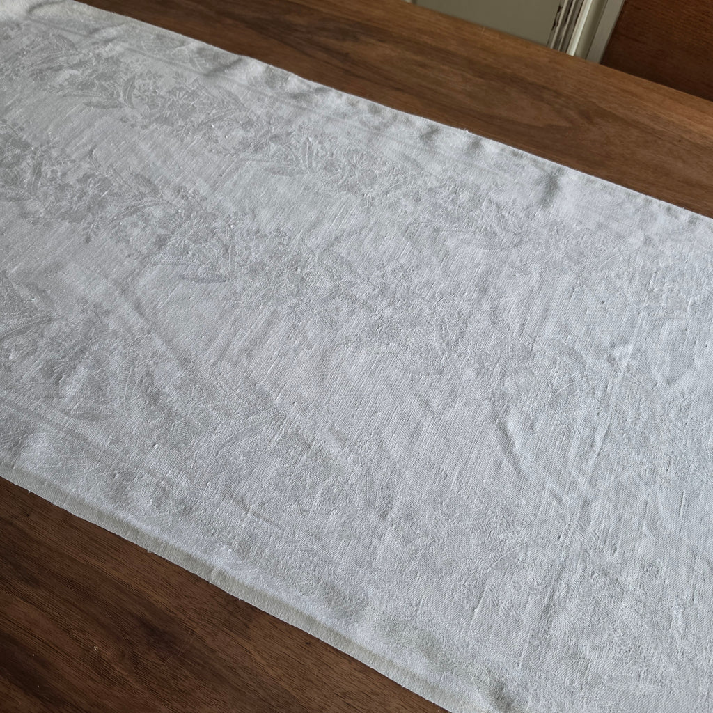 Antikes Geschirrtuch – Handgewebte Aussteuer- 48x110cm - Stockflecken