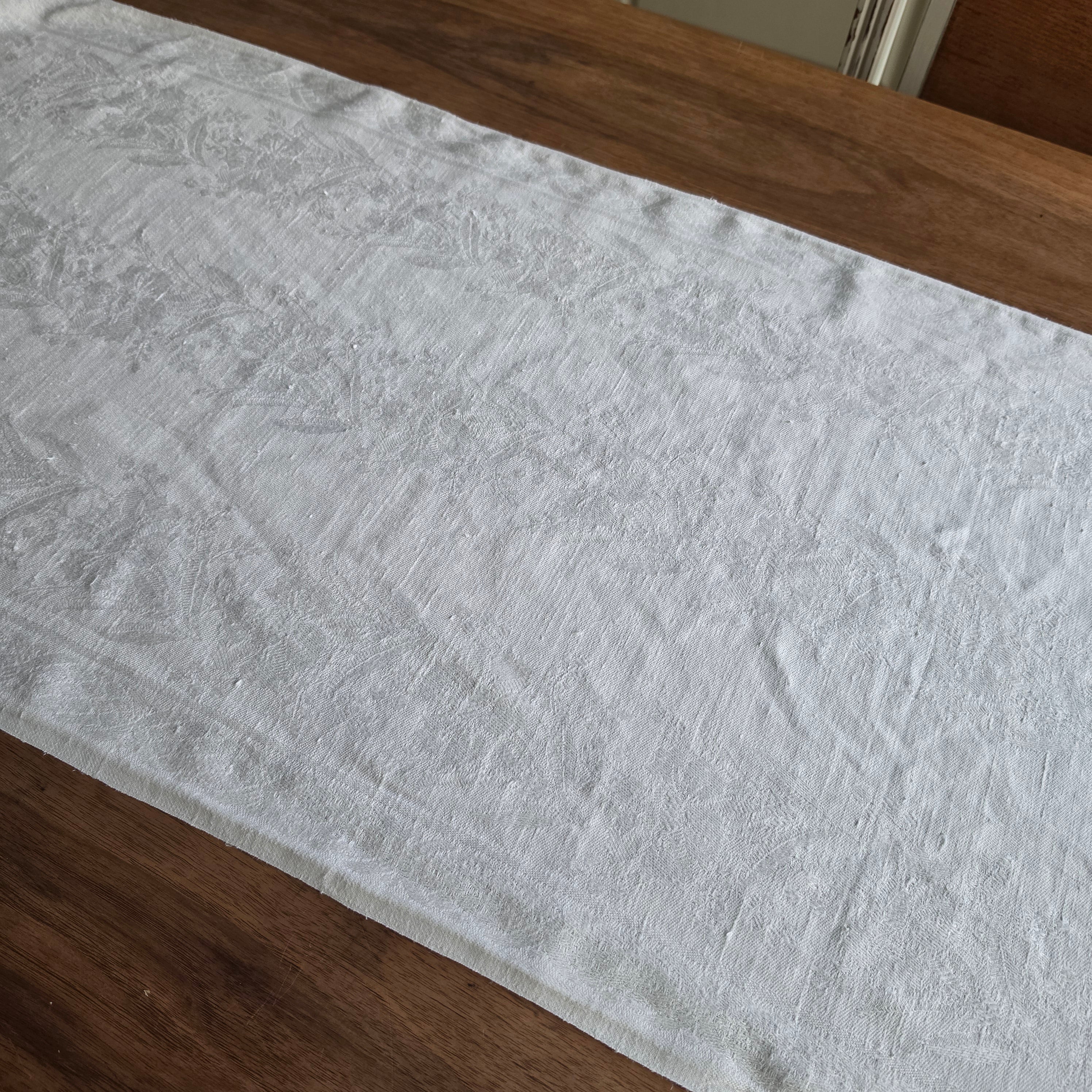 Antikes Geschirrtuch – Handgewebte Aussteuer- 48x110cm - Stockflecken