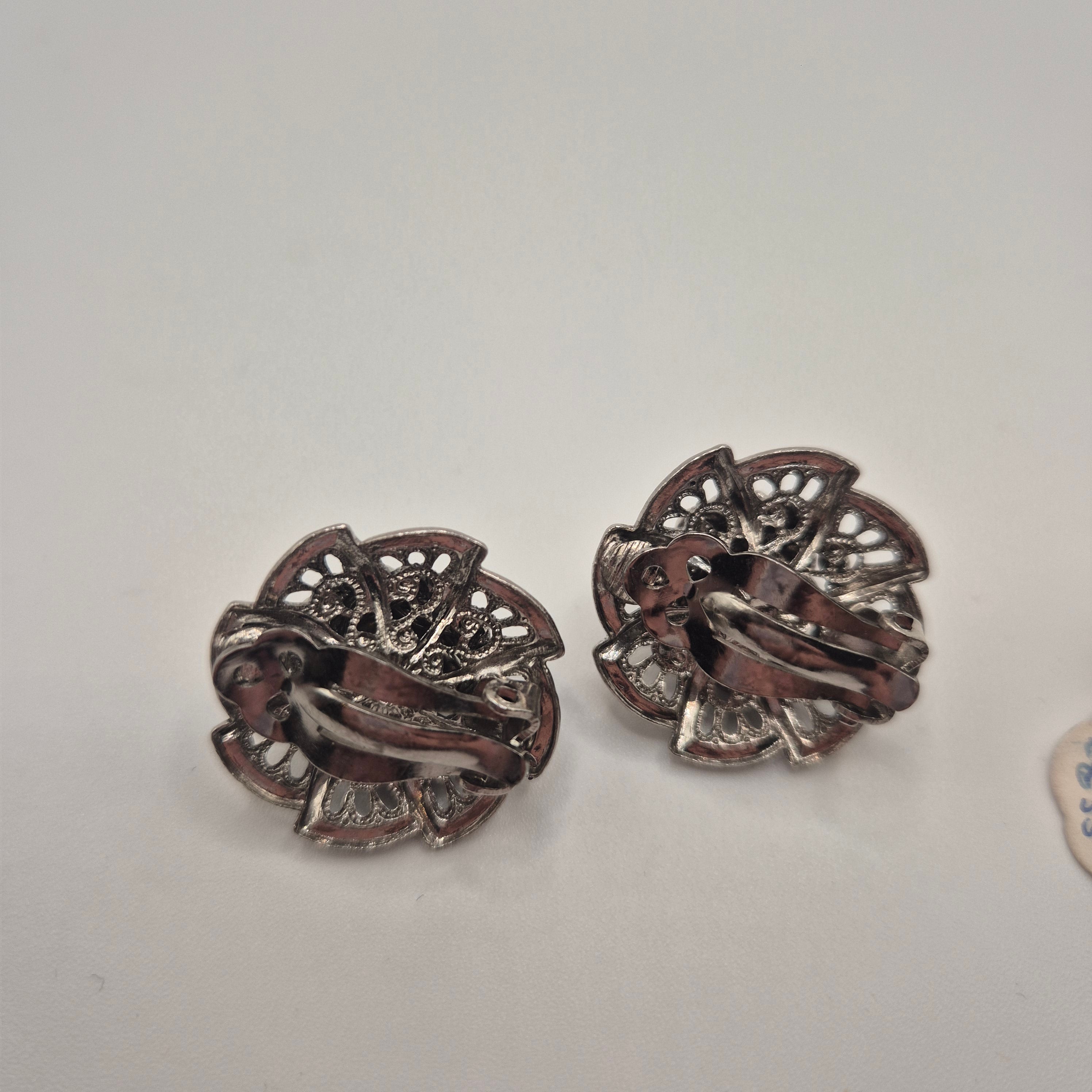 Vintage 50er Jahre Massive Runway Ohrringe / Made in West Germany Statement Clips Kupfer Silber