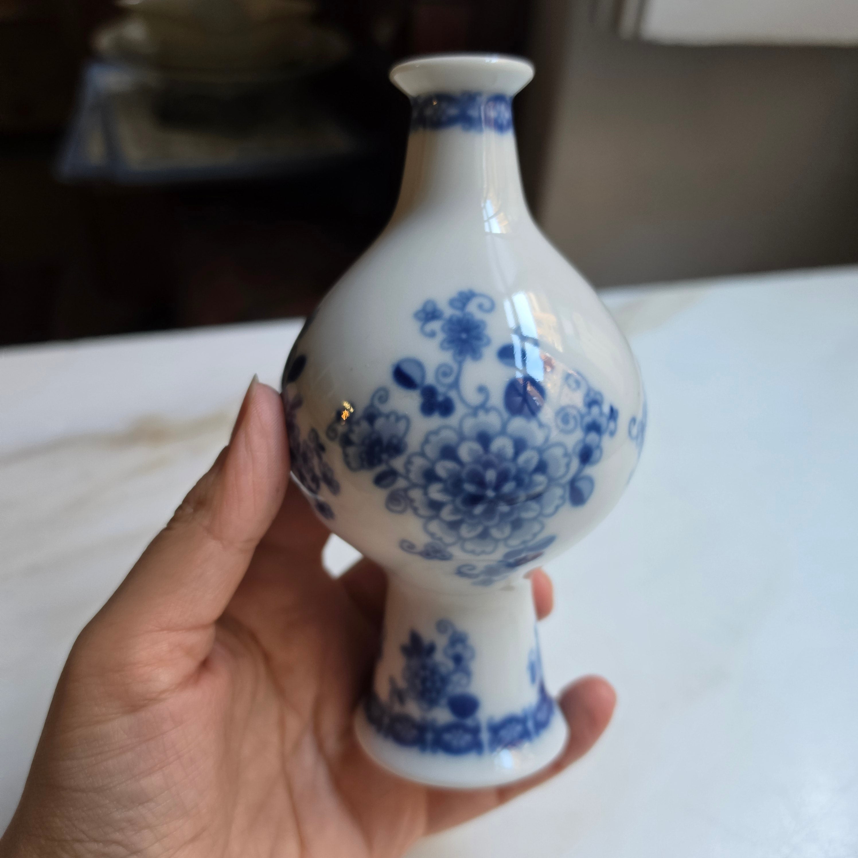 Antike kleine Porzellan Vase Wallendorfer weiß blau Echt Cobalt
