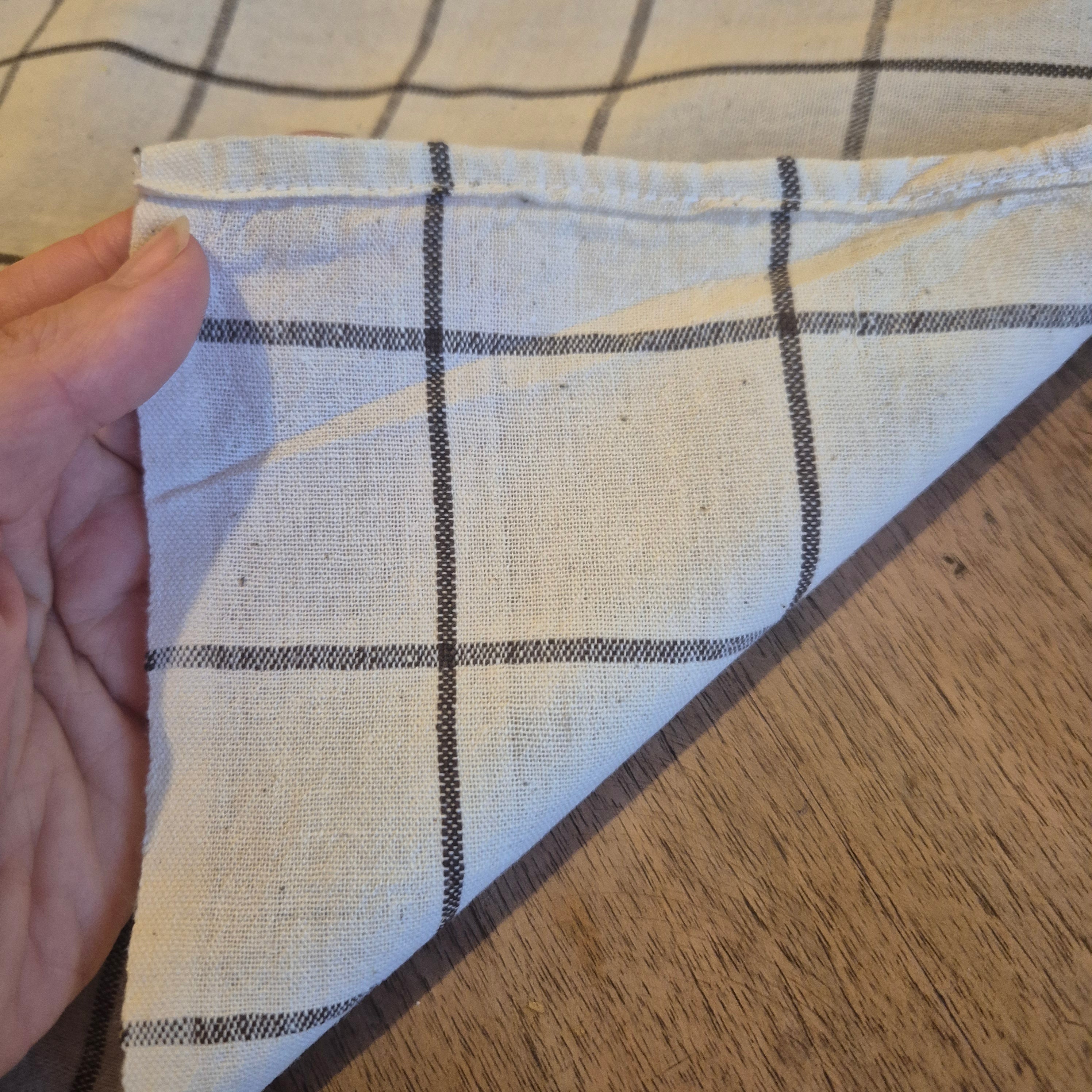 Vintage Tischdecke Kariert Baumewolle/Jute 135x130cm