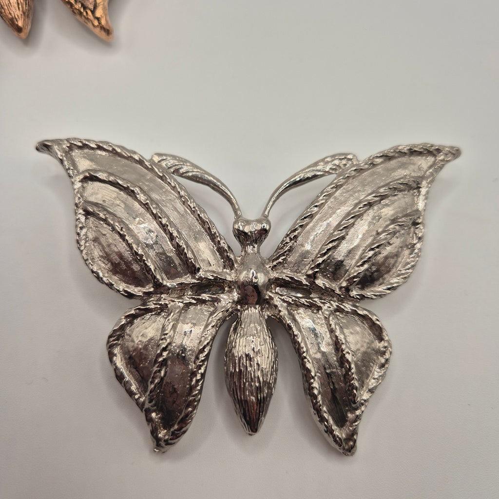 Vintage 80s Statement-Gürtelschnalle „Butterfly“ – Modell Nr. 41 gepunzt – Kupfer/Silber
