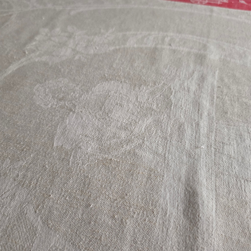 Antikes „Rolltuch“ - Mangeltuch mit seltenem Mangel-Motiv – Um 1900 - 80x195cm