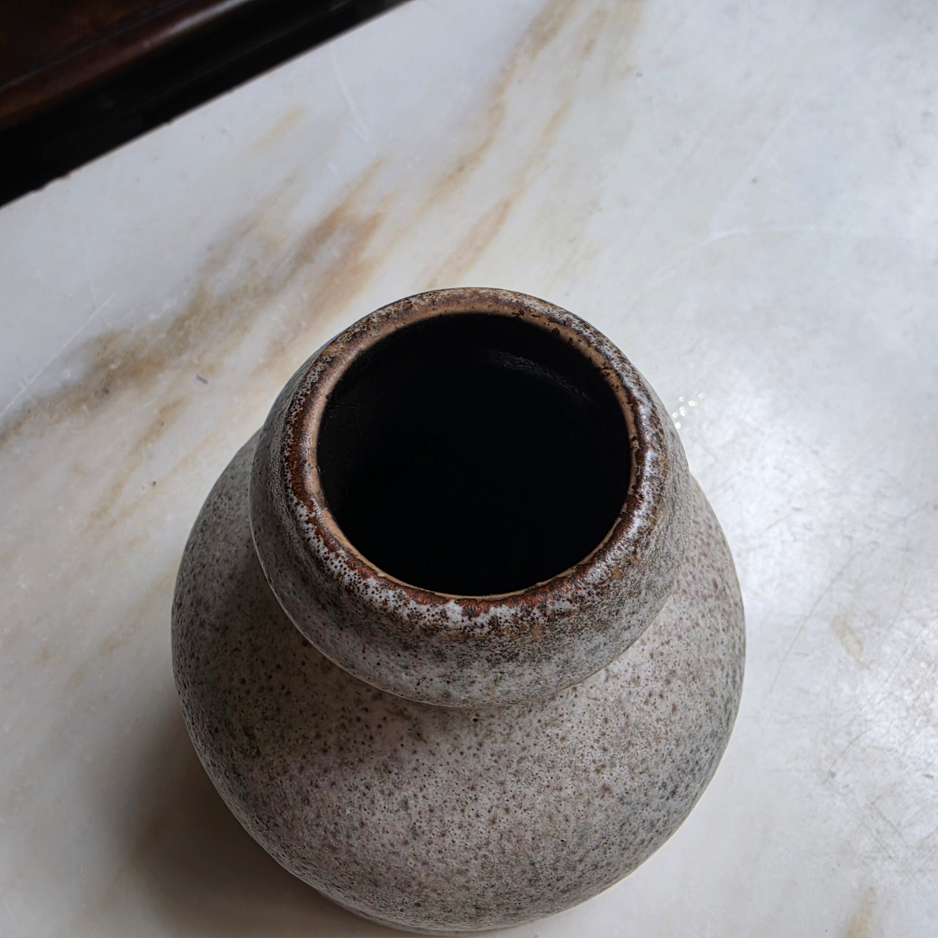 Vintage Studiokeramik Vase - Brutalistisch - Mid Century - Strukturierte Effektglasur Erdbeigebraun