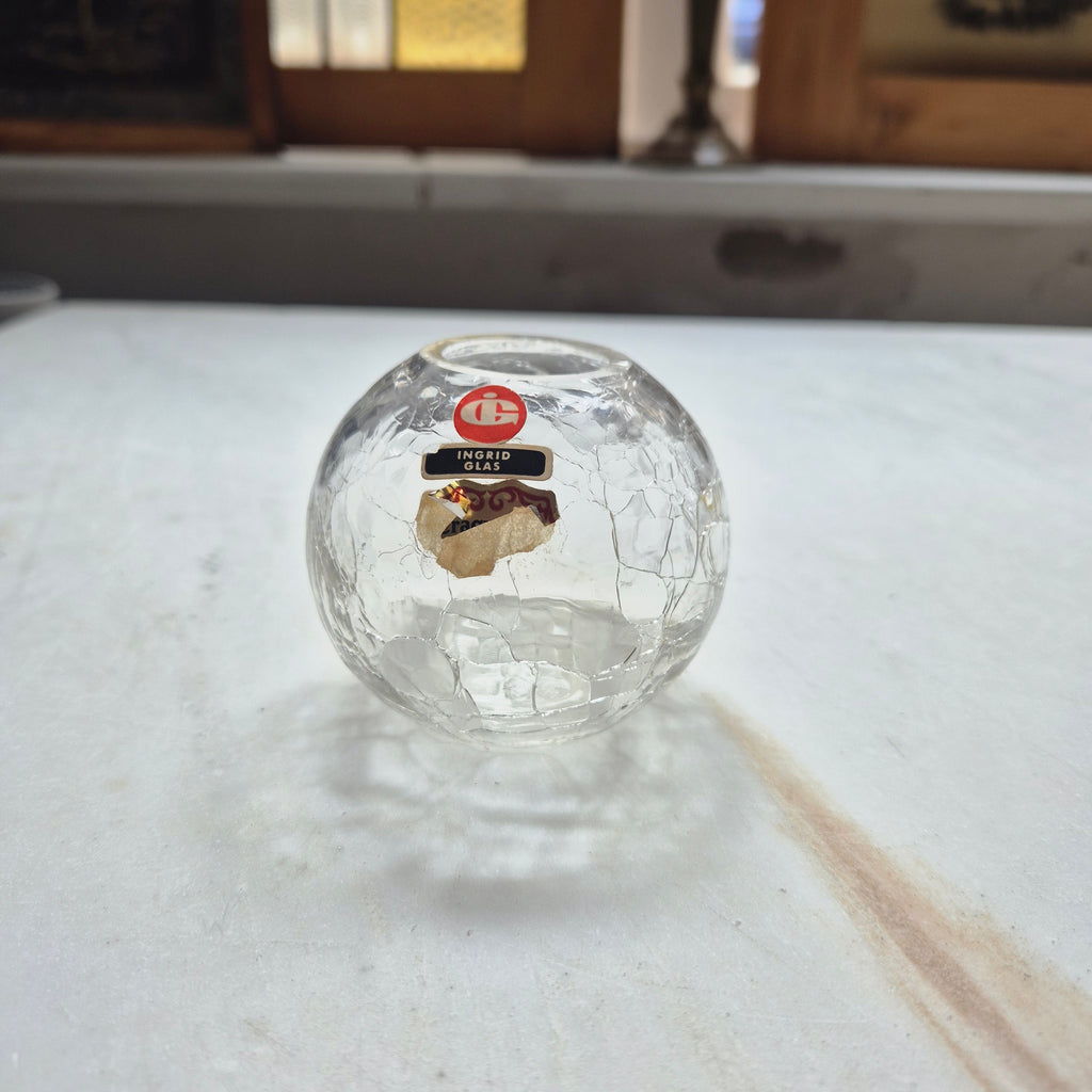Vintage Vase rund und klein - Craquelé Glas 60er Jahre - von Ingrid Glas