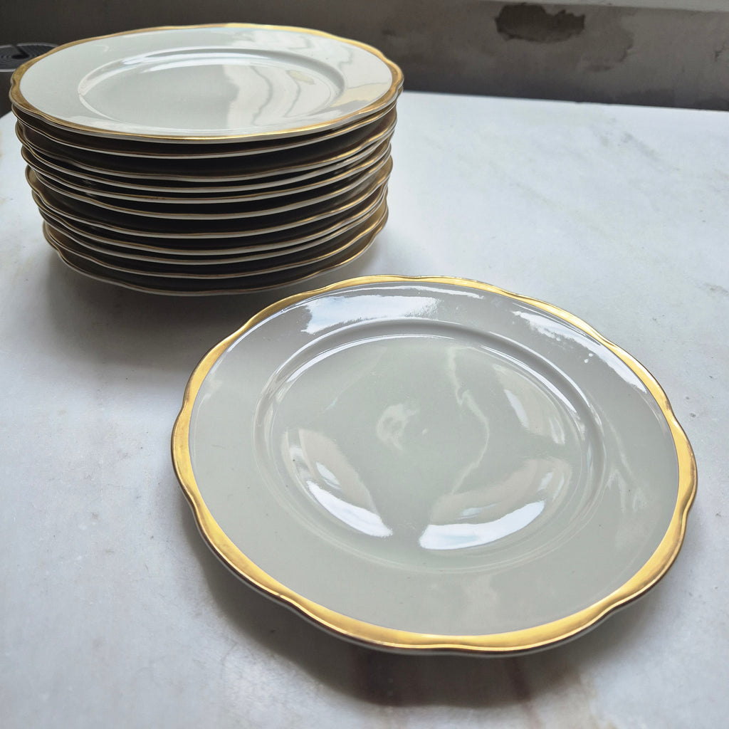 Antikes KPM Krister Kaffeeserviece elfenbeinton mit Goldrand