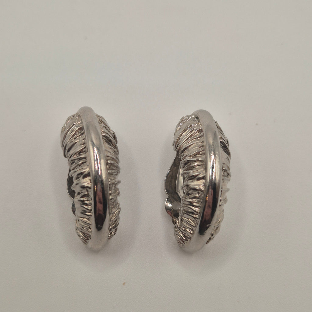 Vintage 50er Jahre Massive Runway Ohrringe / Made in West Germany Statement Clips Creolen Silber
