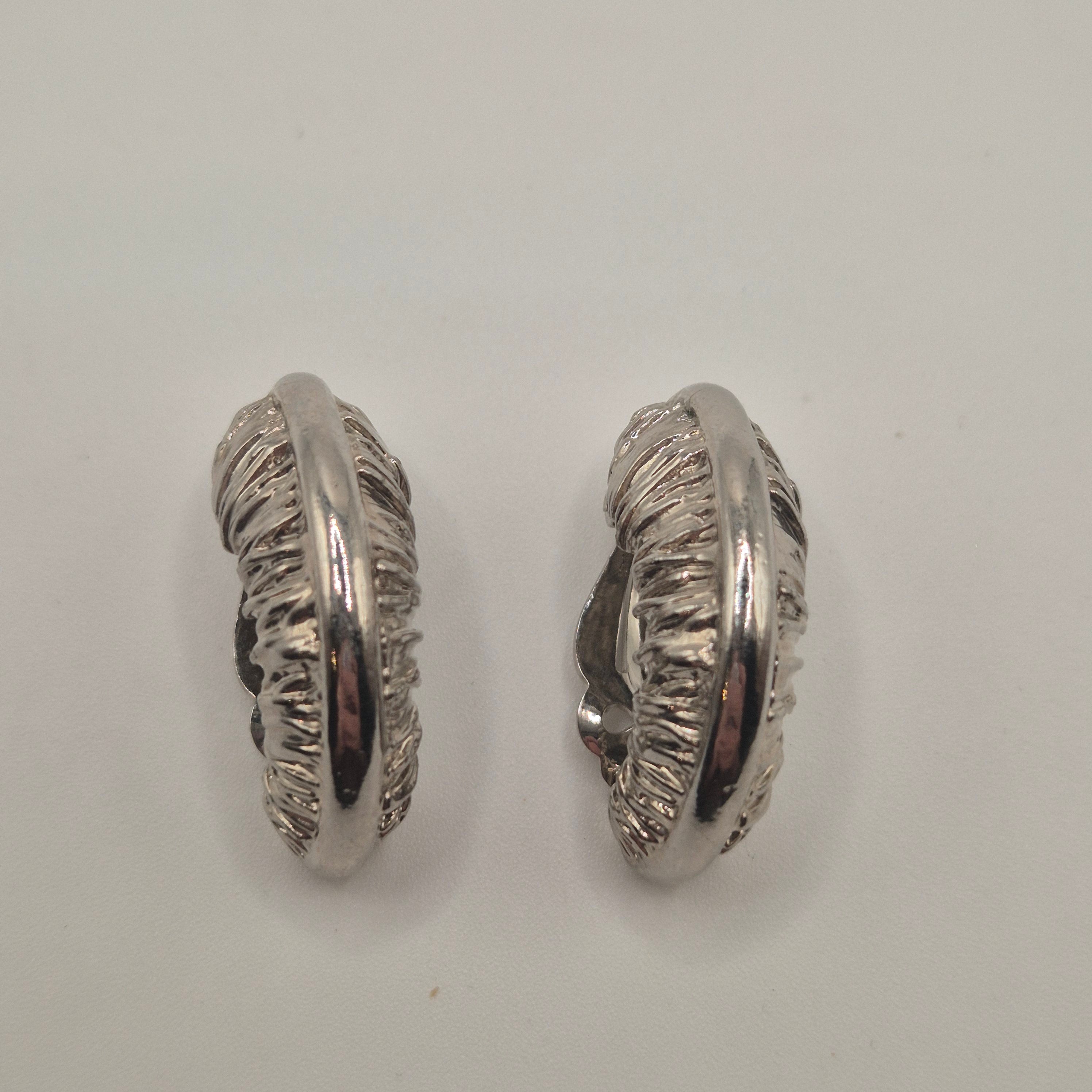 Vintage 50er Jahre Massive Runway Ohrringe / Made in West Germany Statement Clips Creolen Silber