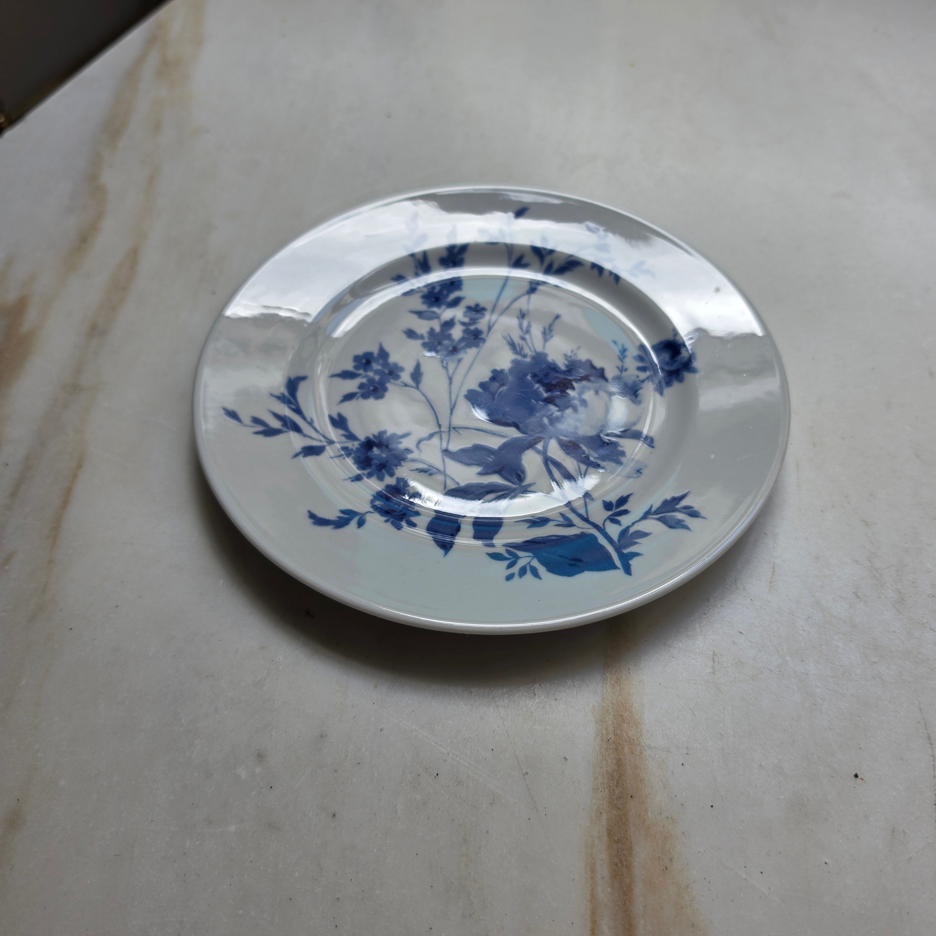 Alter Kuchenteller Porzellan GDR Echt Kobalt Jlmenau Blaue Blume