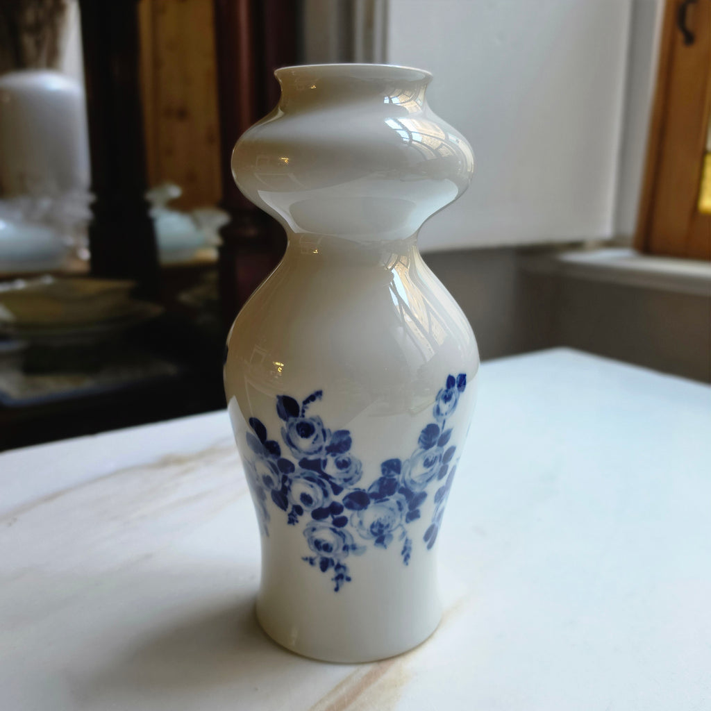 Wallendorfer Porzellanvase - Echt Cobalt - Handbemalt - Blaue Rose - Antik