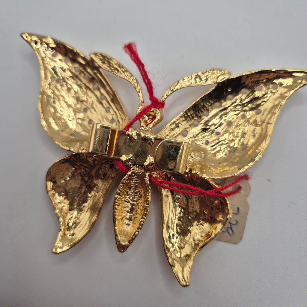 Vintage 80s Statement-Gürtelschnalle „Butterfly“ – Modell Nr. 41 gepunzt – Gold/Silber