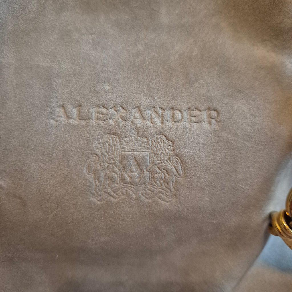 Edle 90er Jahre Alexander NICOLETTE Vintage Tasche | Grau Gold | Wappen-Logo