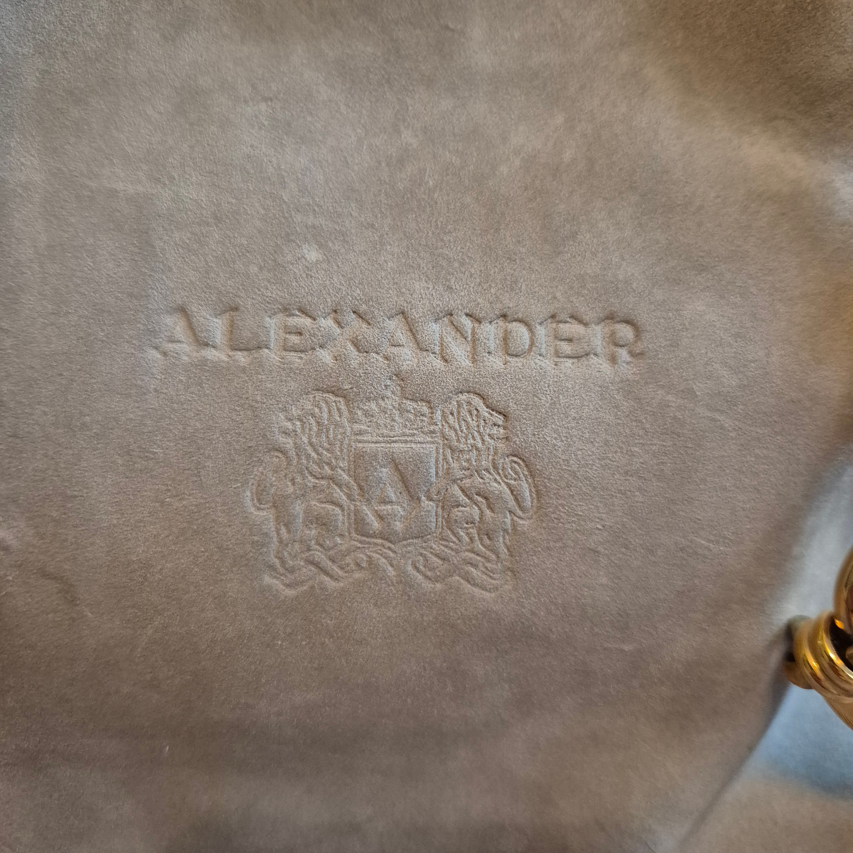 Edle 90er Jahre Alexander NICOLETTE Vintage Tasche | Grau Gold | Wappen-Logo