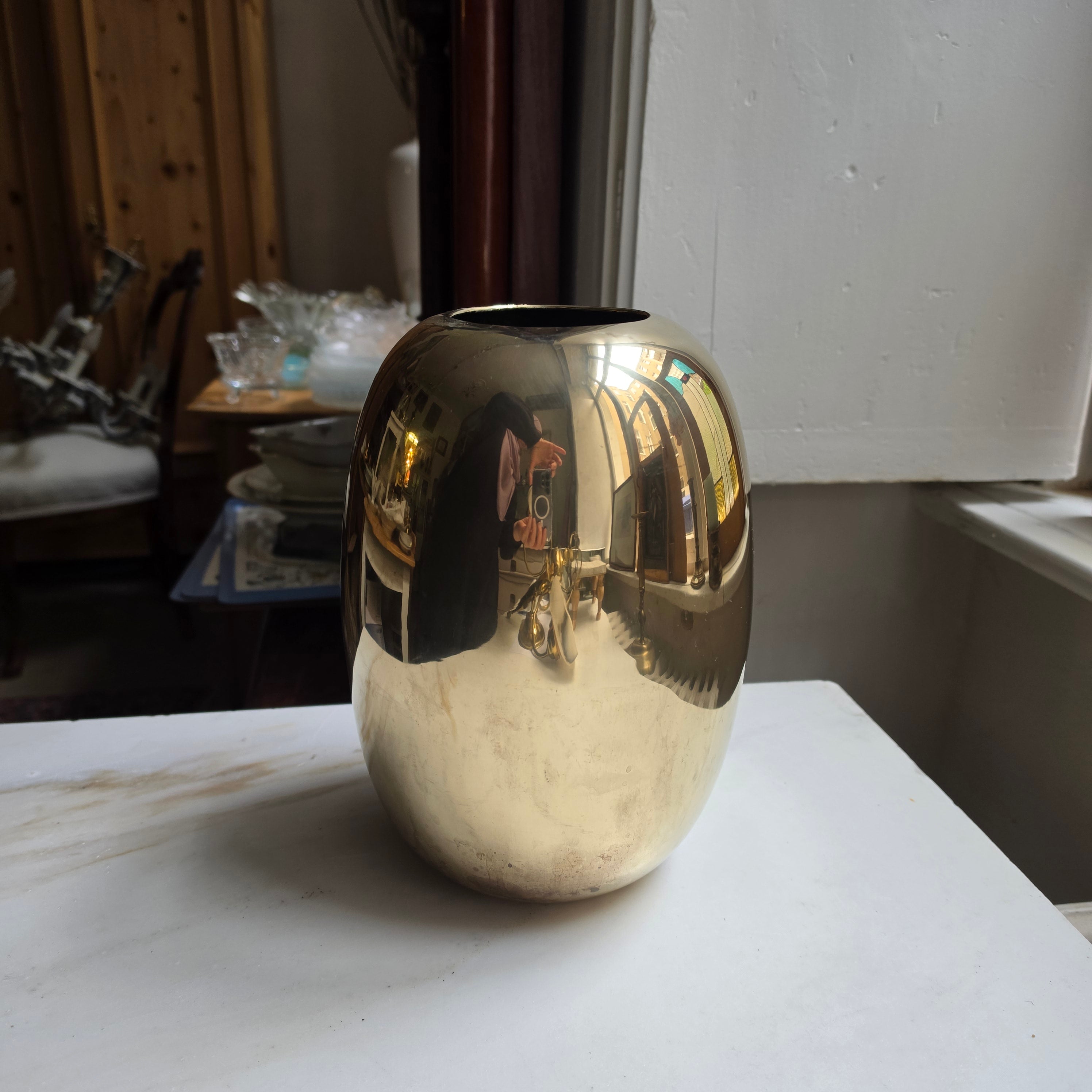 Antike Messing Vase von 1930er Jahre