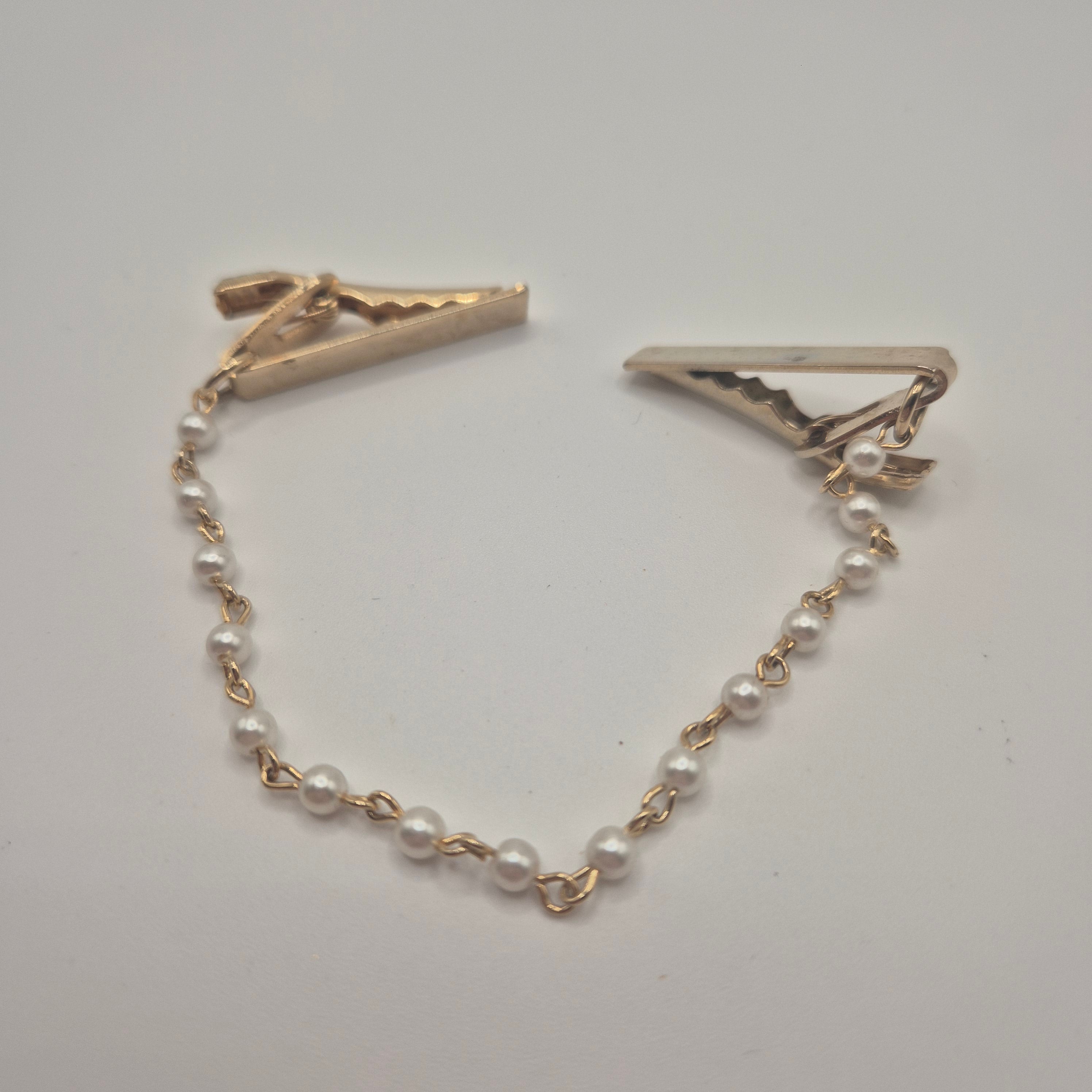Vintage Kragenkette Perlen-Collier mit Clips