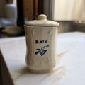 Kleine alte Vorratsdose Salz handbemalt