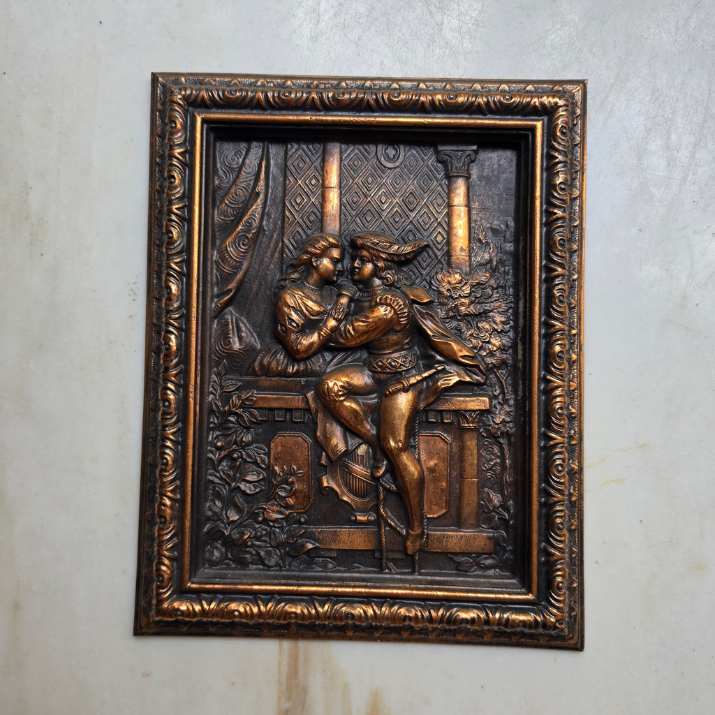 Altes Kupferbild „Romeo und Julia“, italienisch Wanddekortaion Balkonszene
