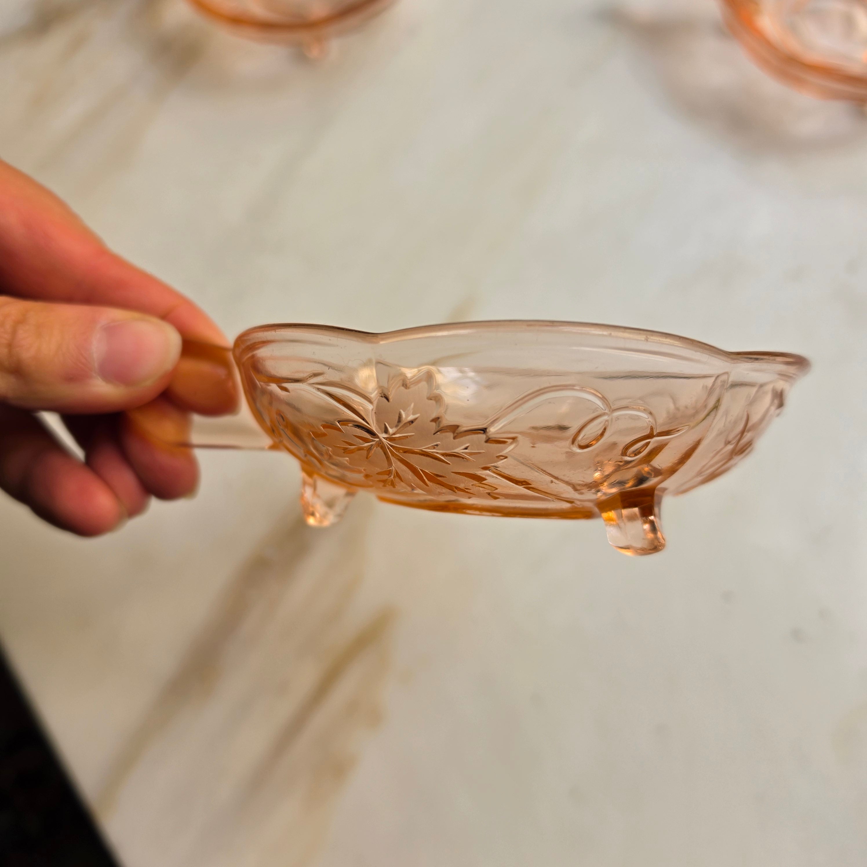 3x Rosalin Glasschalen mit Henkel- im Art-Déco-Stil