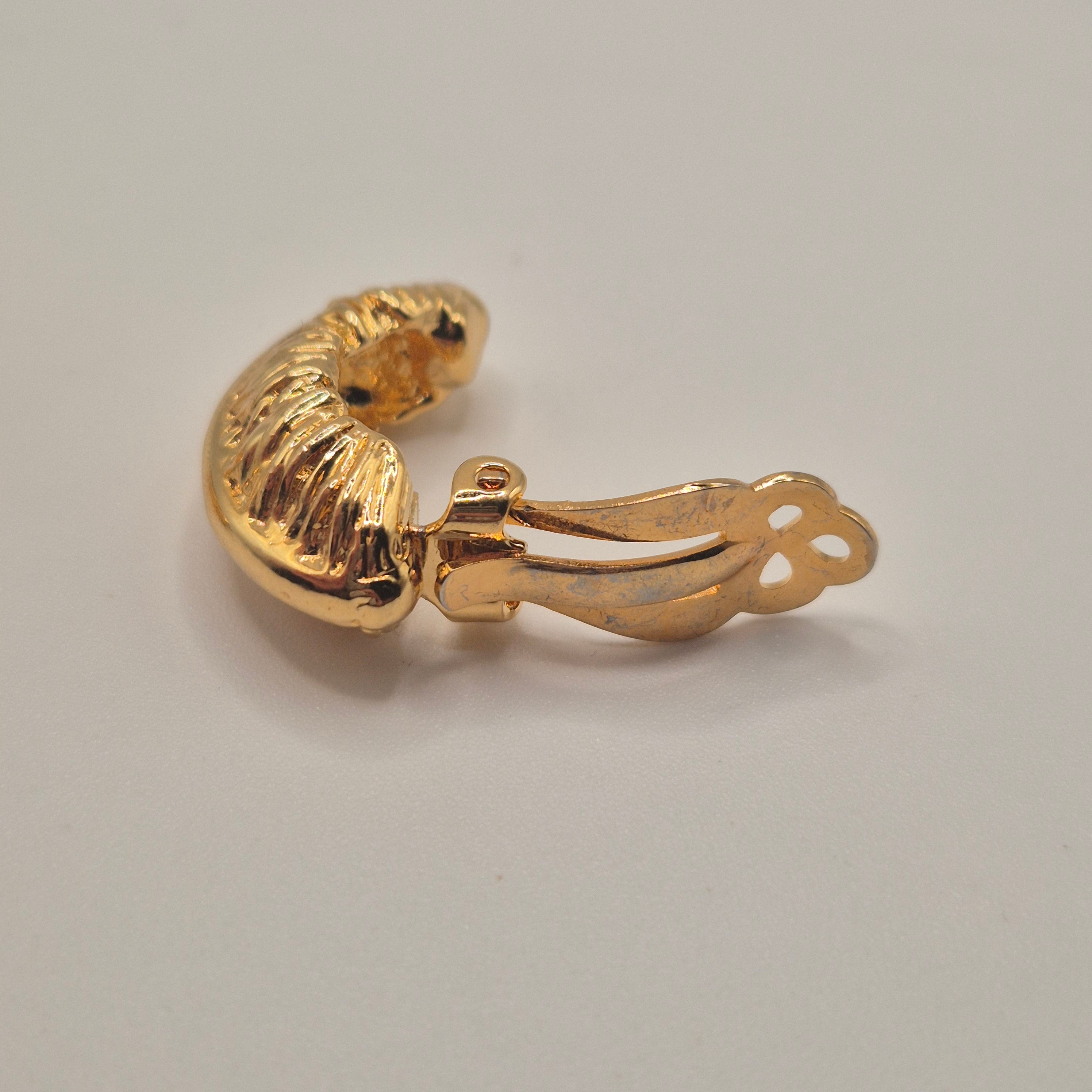 Vintage 50er Jahre Massive Runway Ohrringe / Made in West Germany Statement Clips Creolen Gold Blatt