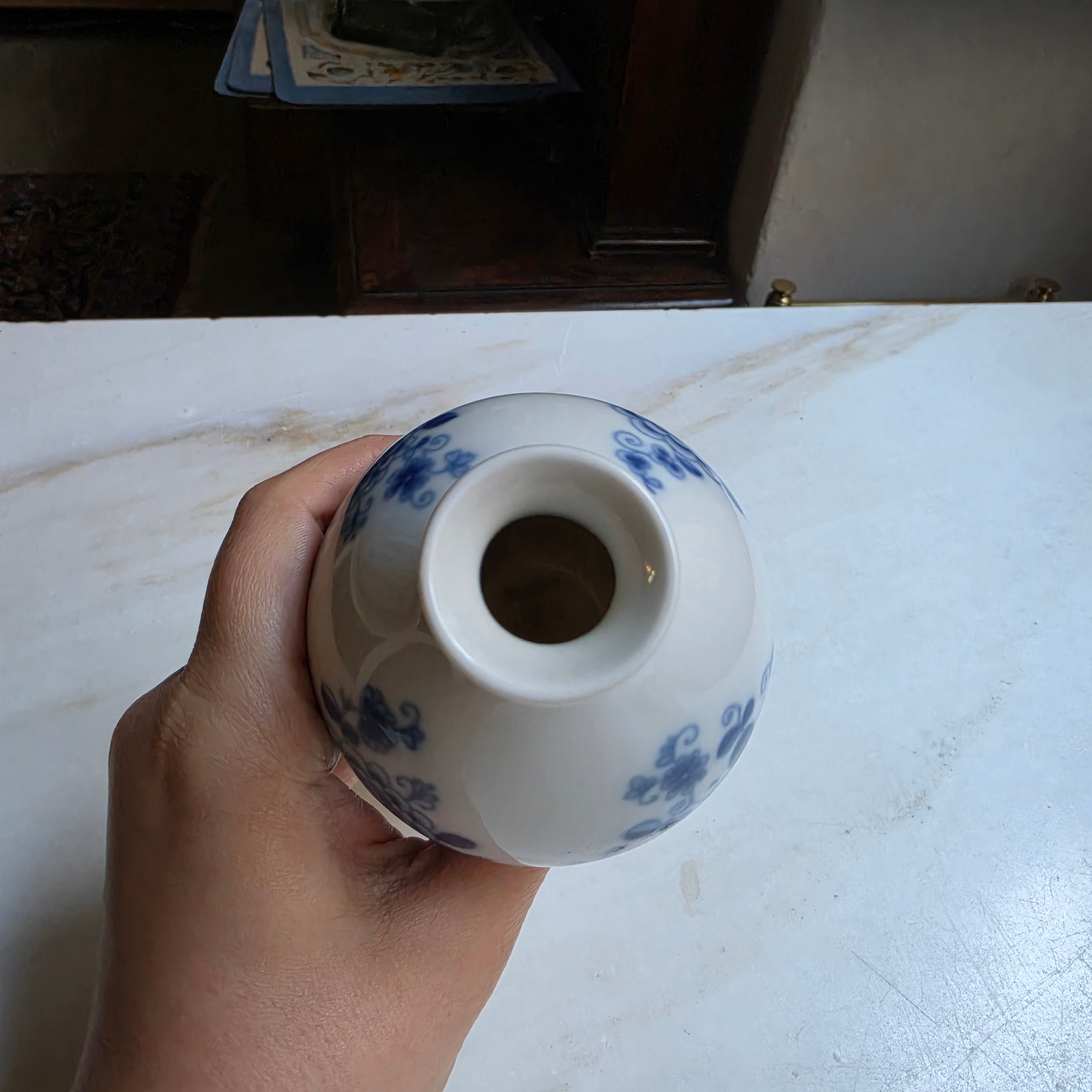 Antike kleine Porzellan Vase Wallendorfer weiß blau Echt Cobalt